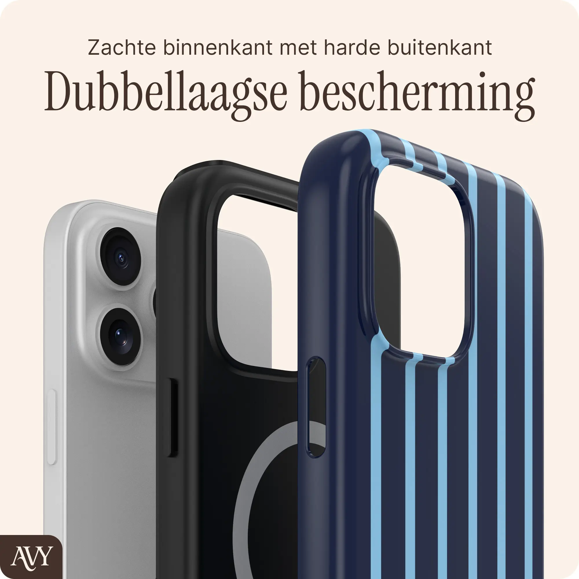 AVY Apple iPhone 16 Pro Hoesje MagSafe Back Cover Blue Society afbeelding 2