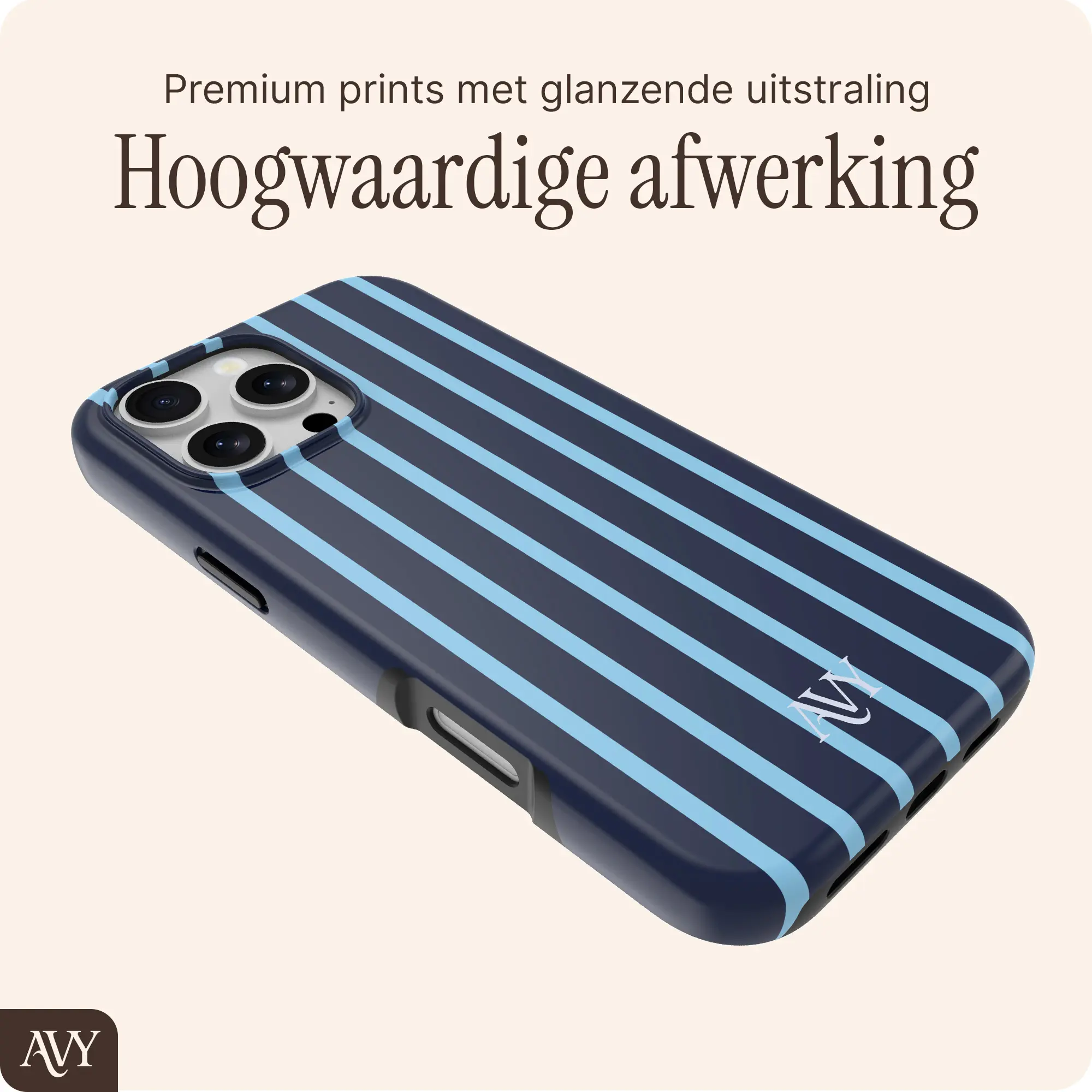 AVY Apple iPhone 16 Pro Hoesje MagSafe Back Cover Blue Society afbeelding 5