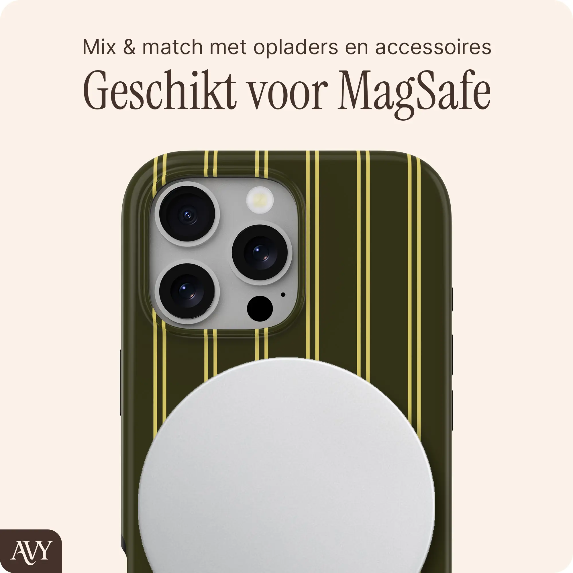 AVY Apple iPhone 16 Pro Hoesje MagSafe Back Cover Martini Olive afbeelding 3