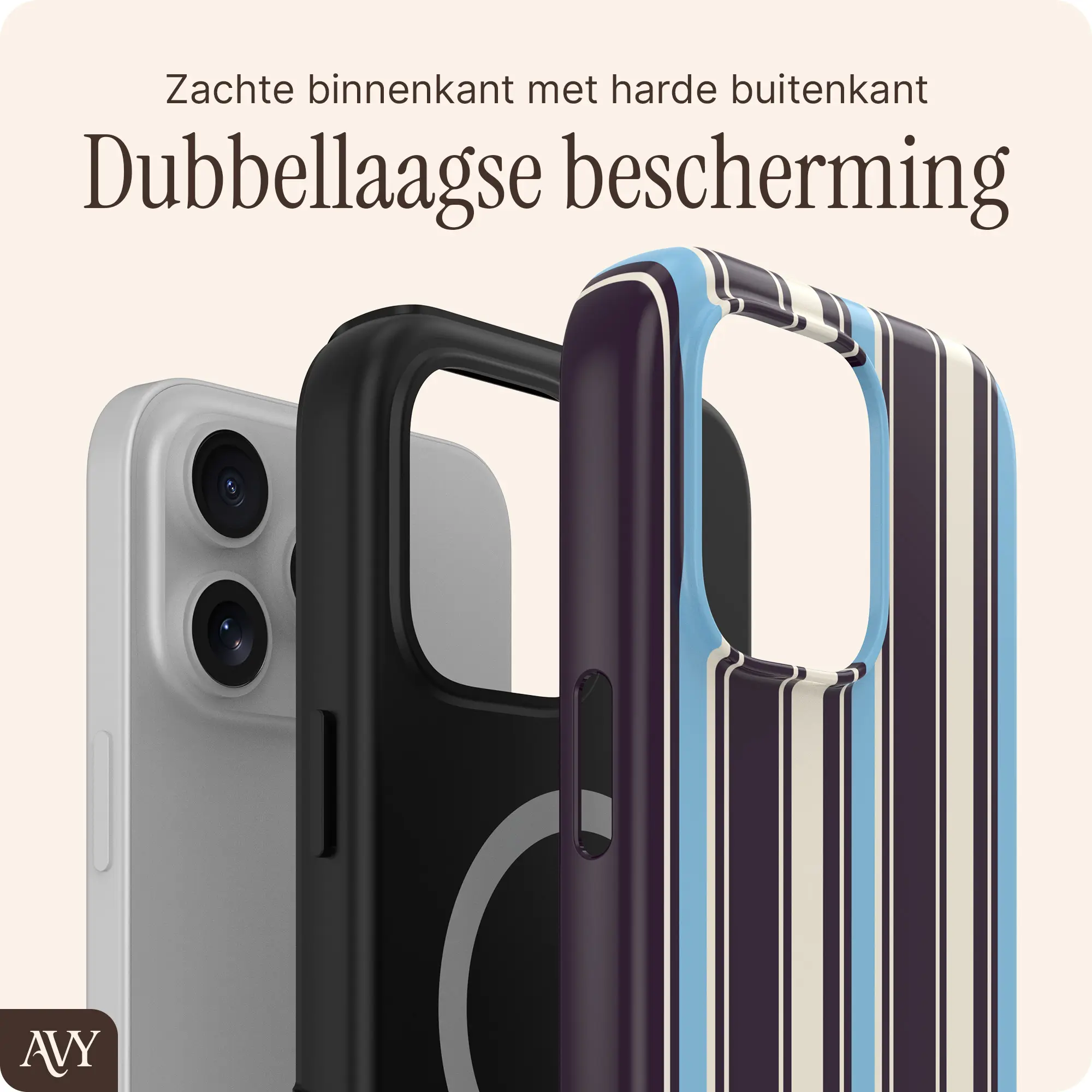 AVY Apple iPhone 16 Pro Hoesje MagSafe Back Cover Oxford Stripe afbeelding 2