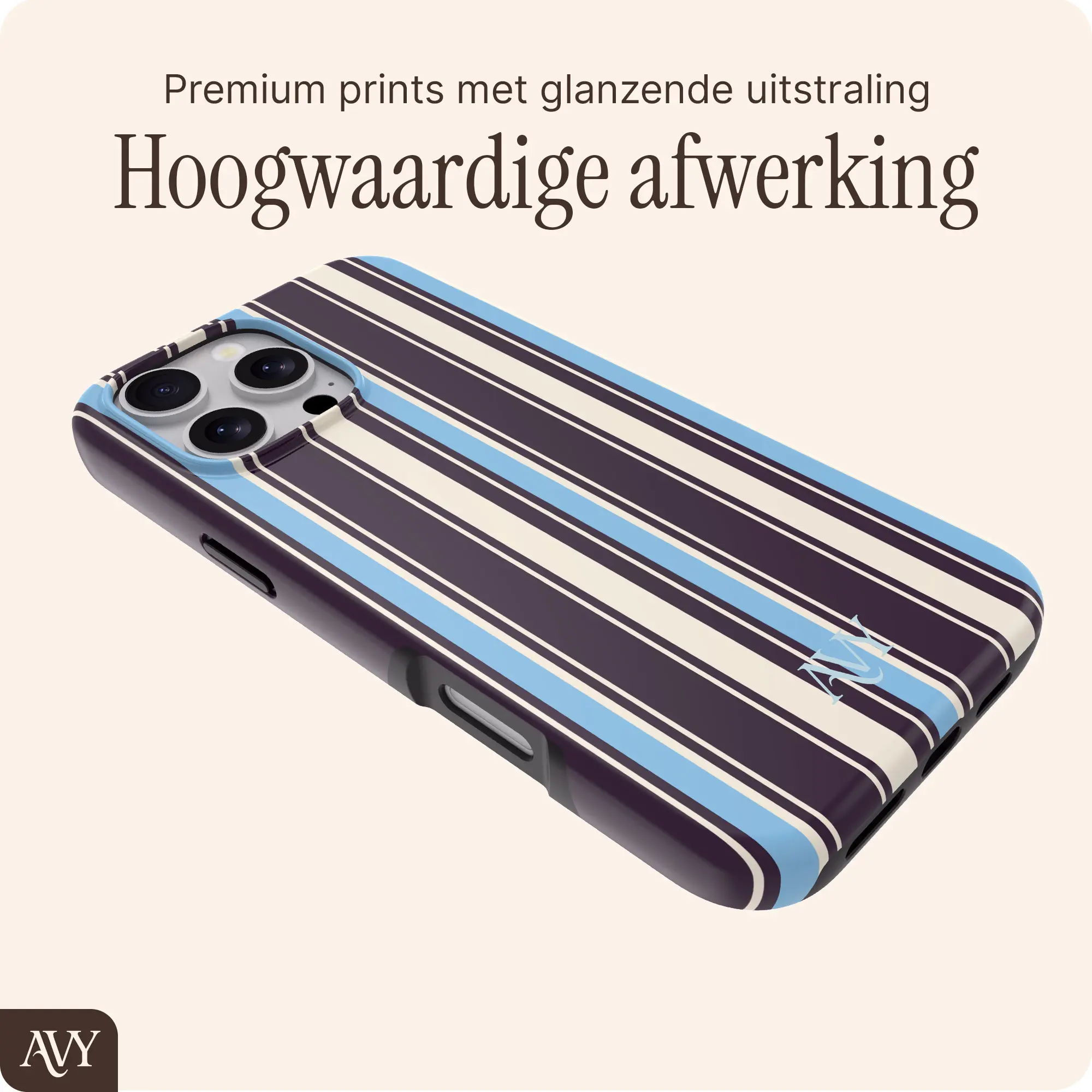 AVY Apple iPhone 16 Pro Hoesje MagSafe Back Cover Oxford Stripe afbeelding 7