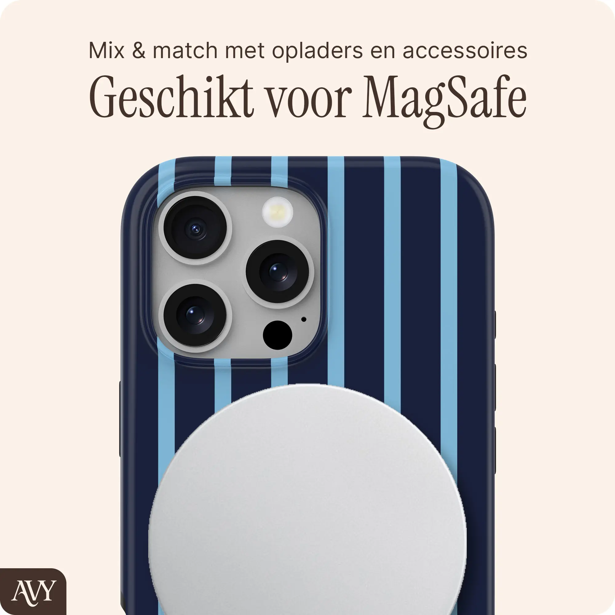 AVY Apple iPhone 16 Pro Max Hoesje MagSafe Back Cover Blue Society afbeelding 3