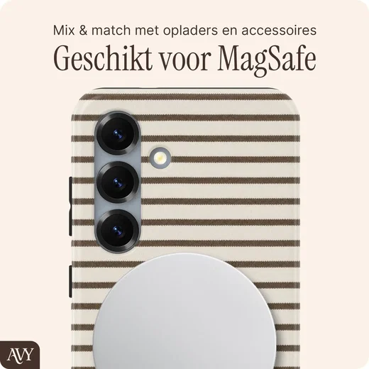 AVY Samsung Galaxy S24 Hoesje MagSafe Back Cover Cafe Creme afbeelding 3