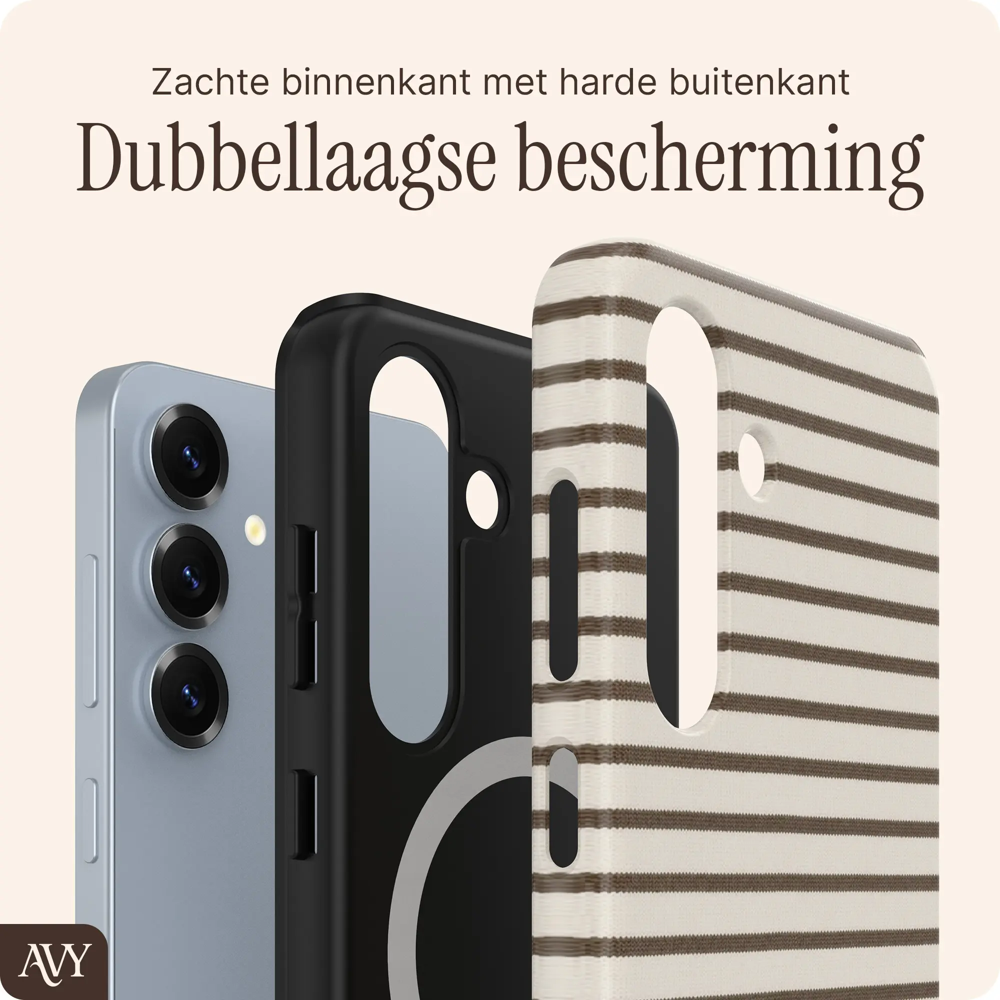 AVY Samsung Galaxy S24 Hoesje MagSafe Back Cover Cafe Creme afbeelding 2