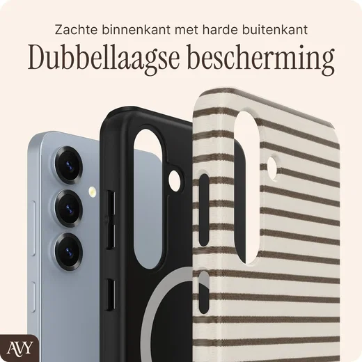 AVY Samsung Galaxy S24 Hoesje MagSafe Back Cover Cafe Creme afbeelding 2
