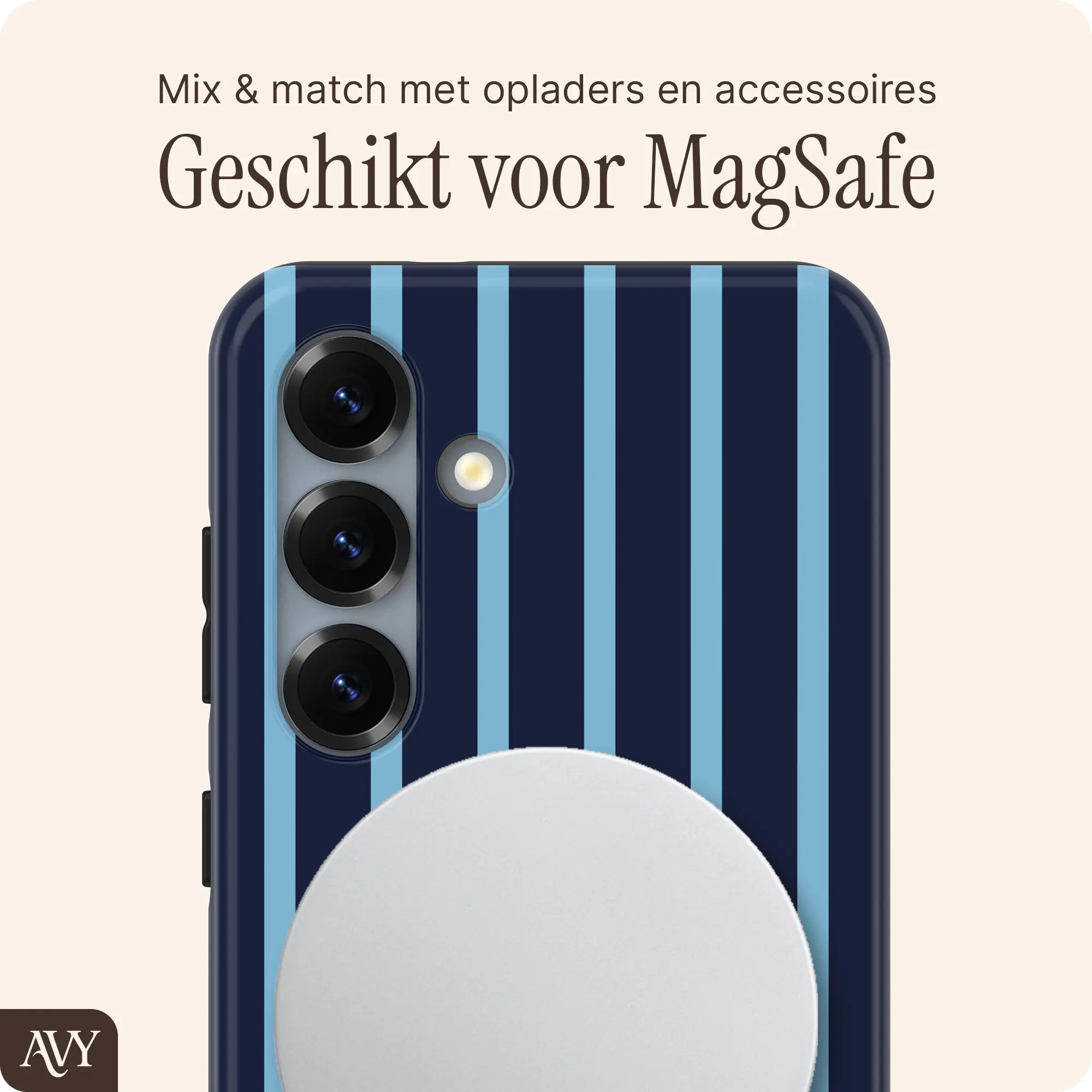 AVY Samsung Galaxy S24 Hoesje MagSafe Back Cover Blue Society afbeelding 3