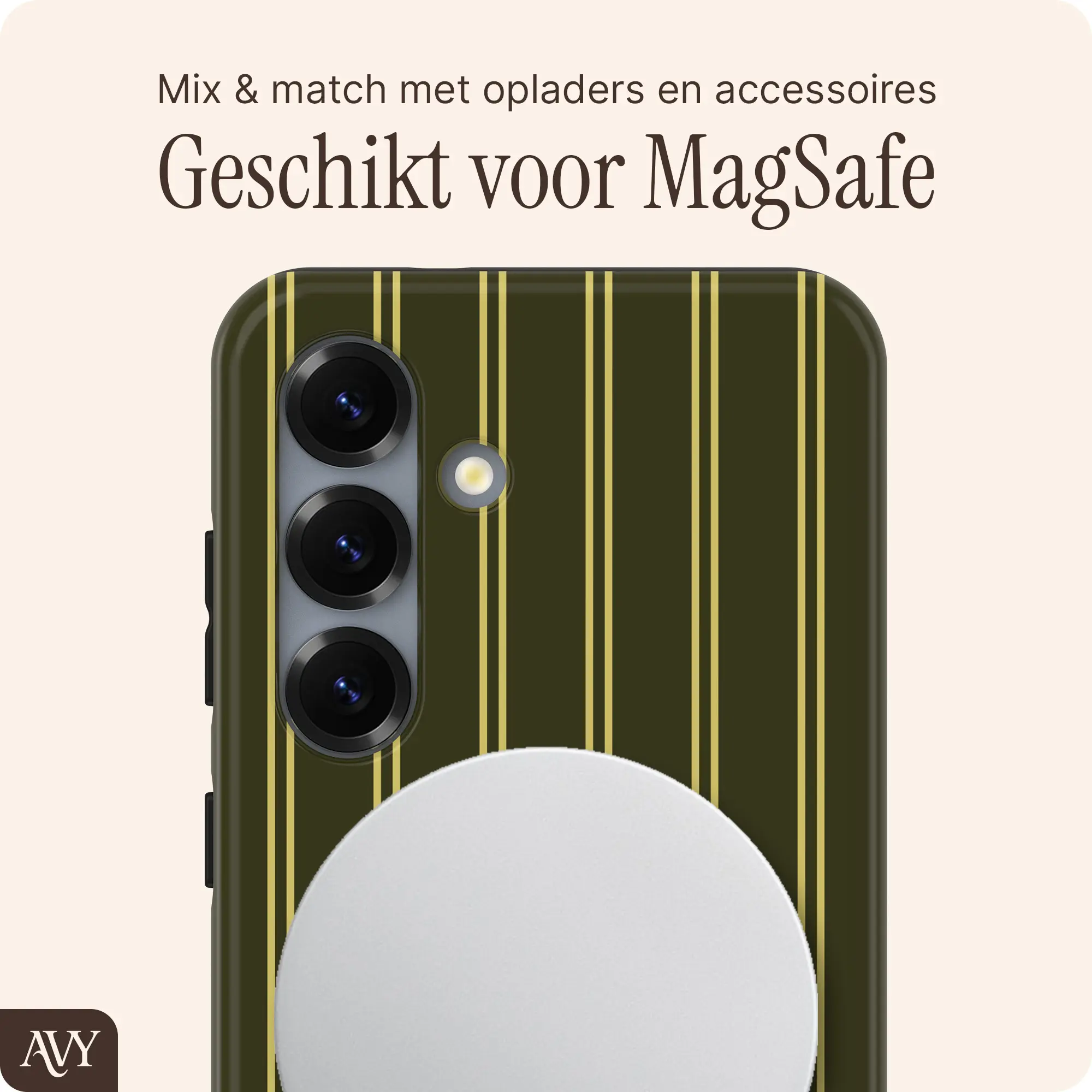 AVY Samsung Galaxy S24 Hoesje MagSafe Back Cover Martini Olive afbeelding 3