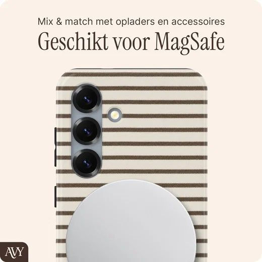 AVY Samsung Galaxy S24 Plus Hoesje MagSafe Back Cover Cafe Creme afbeelding 3