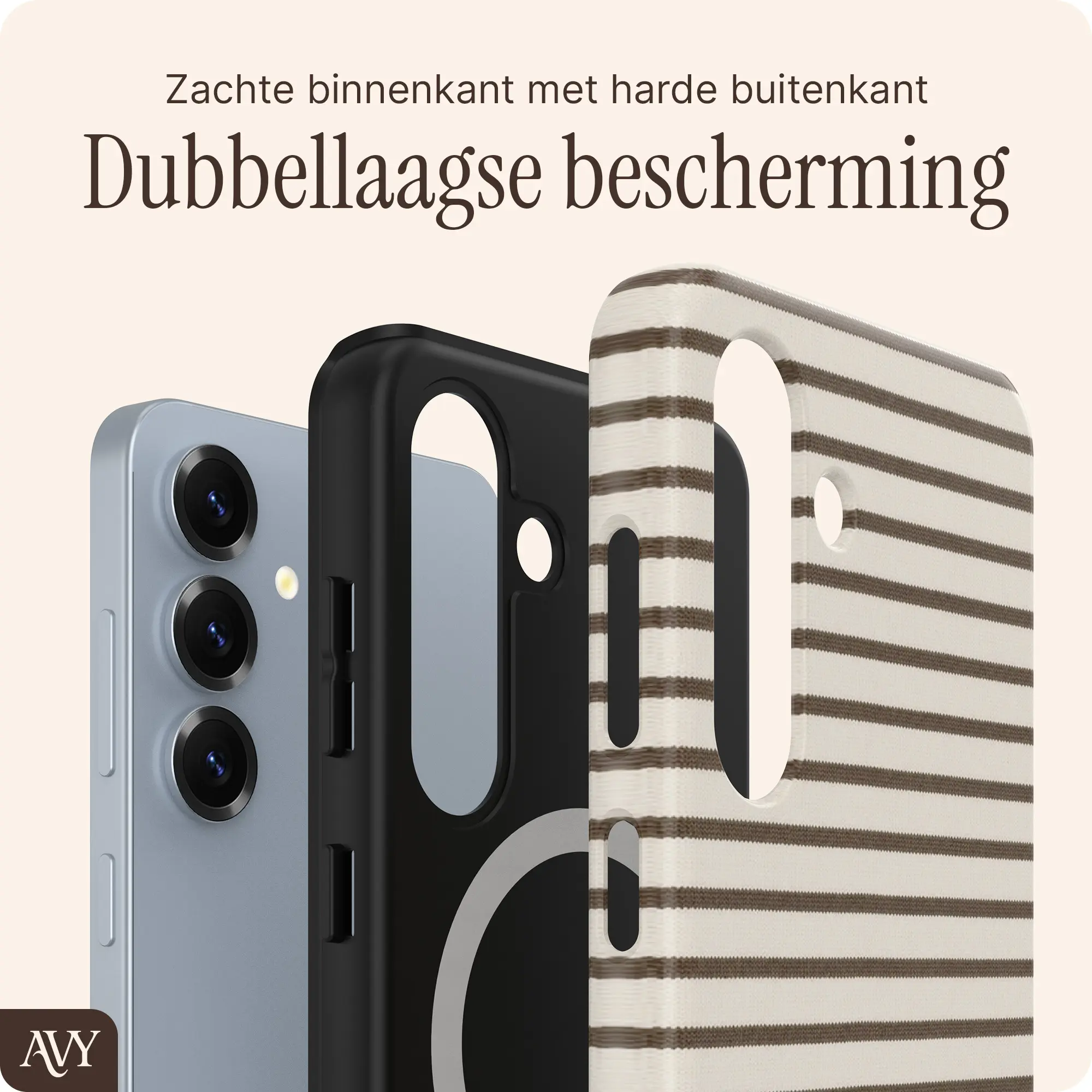 AVY Samsung Galaxy S24 Plus Hoesje MagSafe Back Cover Cafe Creme afbeelding 2