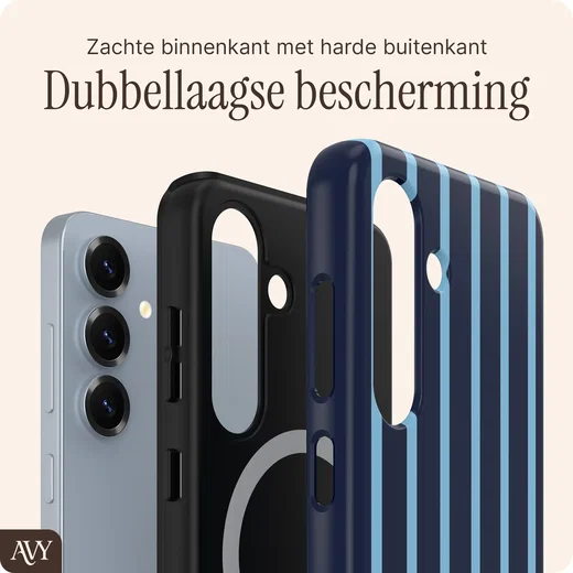 AVY Samsung Galaxy S24 Plus Hoesje MagSafe Back Cover Blue Society afbeelding 2