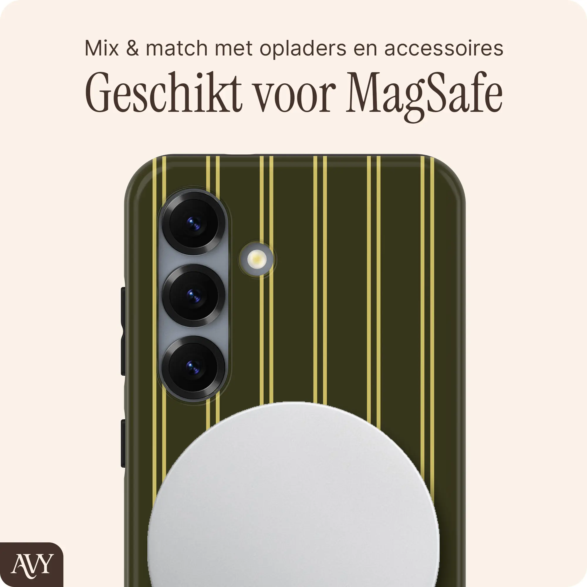 AVY Samsung Galaxy S24 Plus Hoesje MagSafe Back Cover Martini Olive afbeelding 3