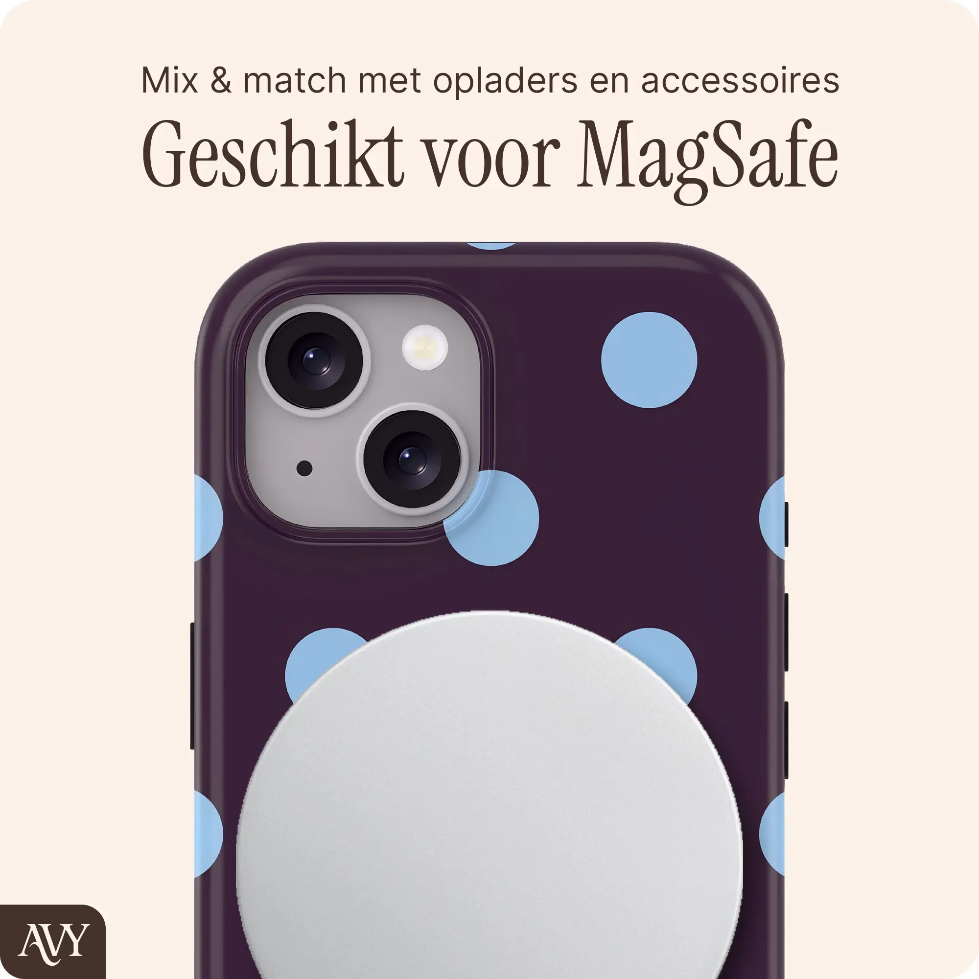 AVY Apple iPhone 15 Hoesje MagSafe Back Cover Blueberry Wine afbeelding 3