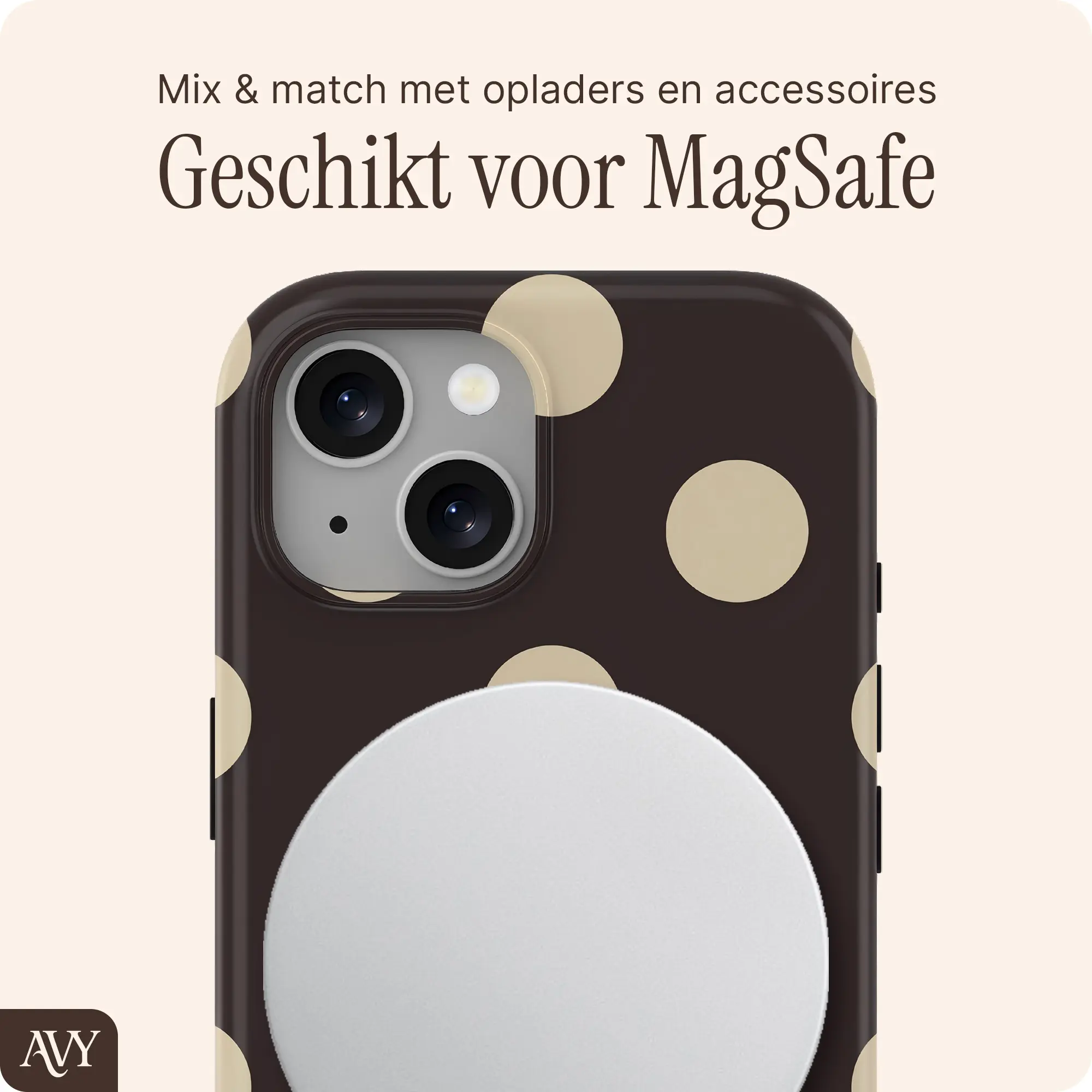 AVY Apple iPhone 15 Hoesje MagSafe Back Cover Tiramisu afbeelding 3