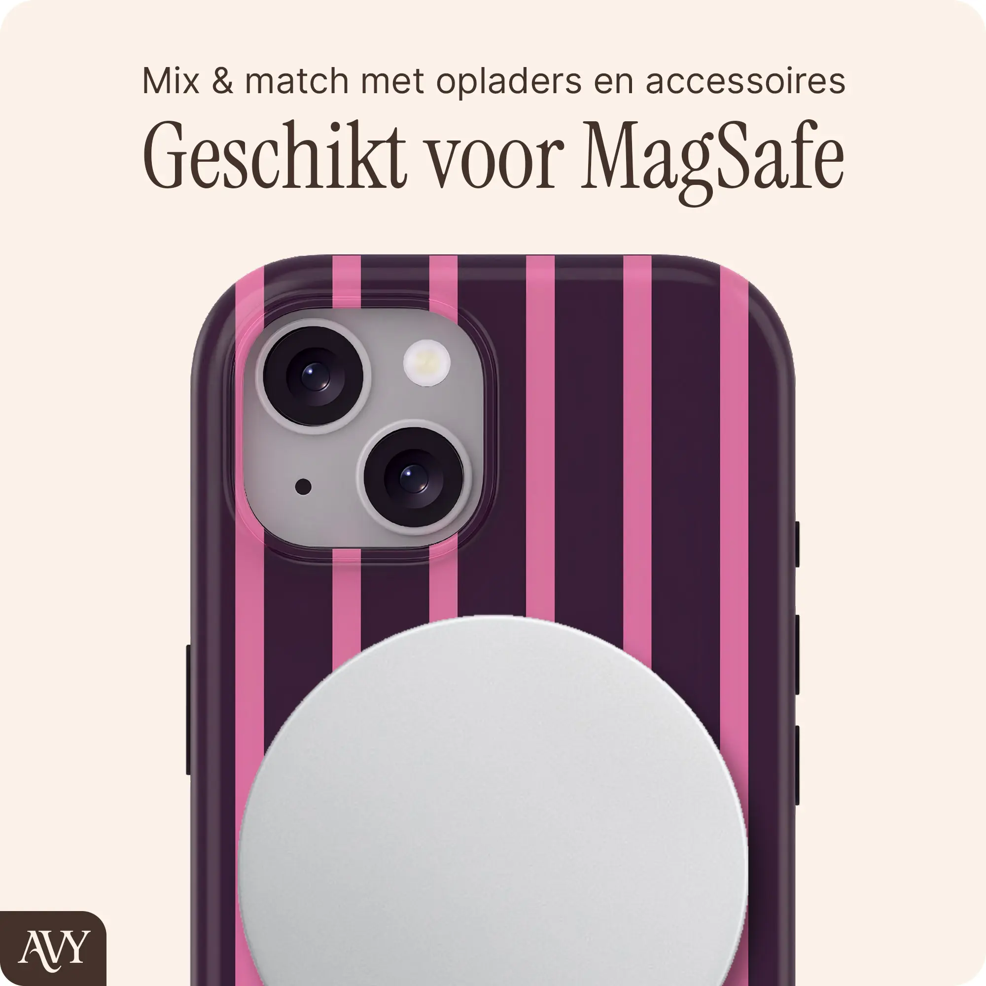 AVY Apple iPhone 15 Hoesje MagSafe Back Cover Cherry Wine afbeelding 3