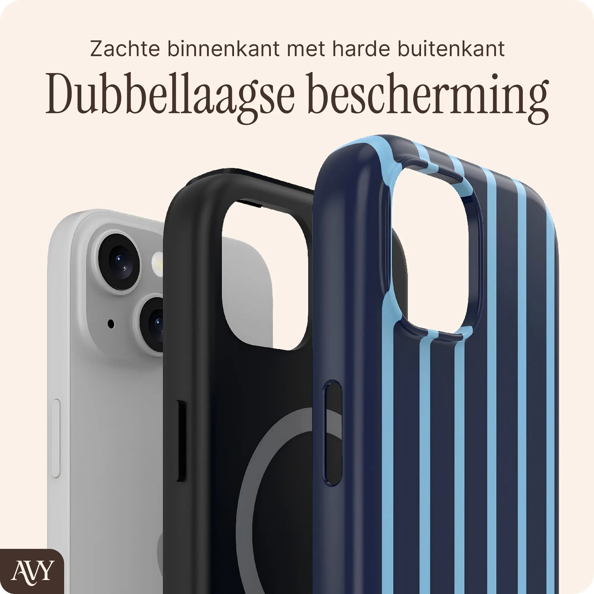 AVY Apple iPhone 15 Hoesje MagSafe Back Cover Blue Society afbeelding 2