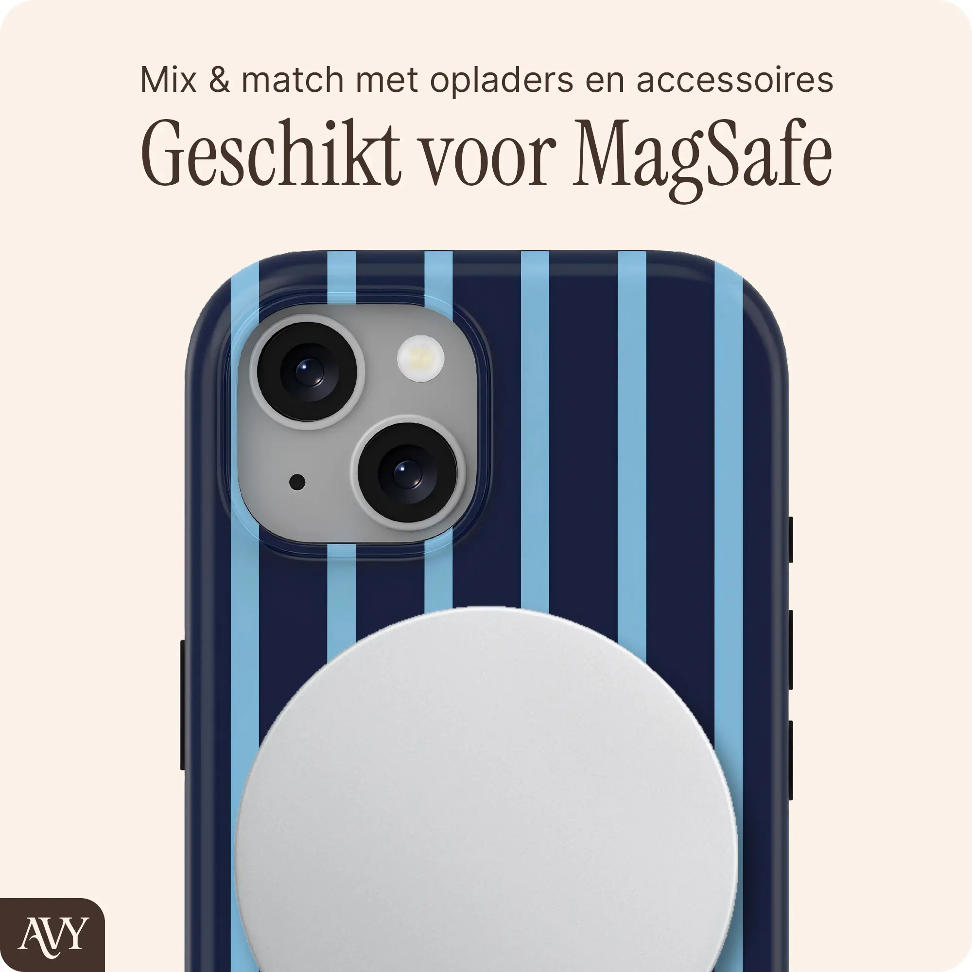 AVY Apple iPhone 15 Hoesje MagSafe Back Cover Blue Society afbeelding 3