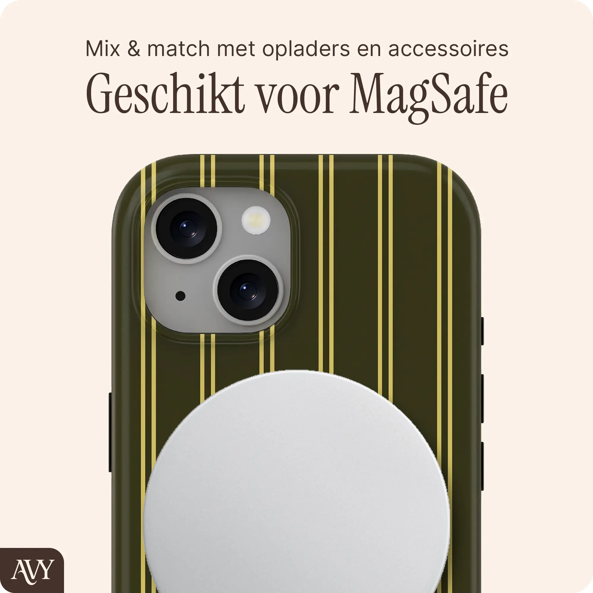 AVY Apple iPhone 15 Hoesje MagSafe Back Cover Martini Olive afbeelding 3