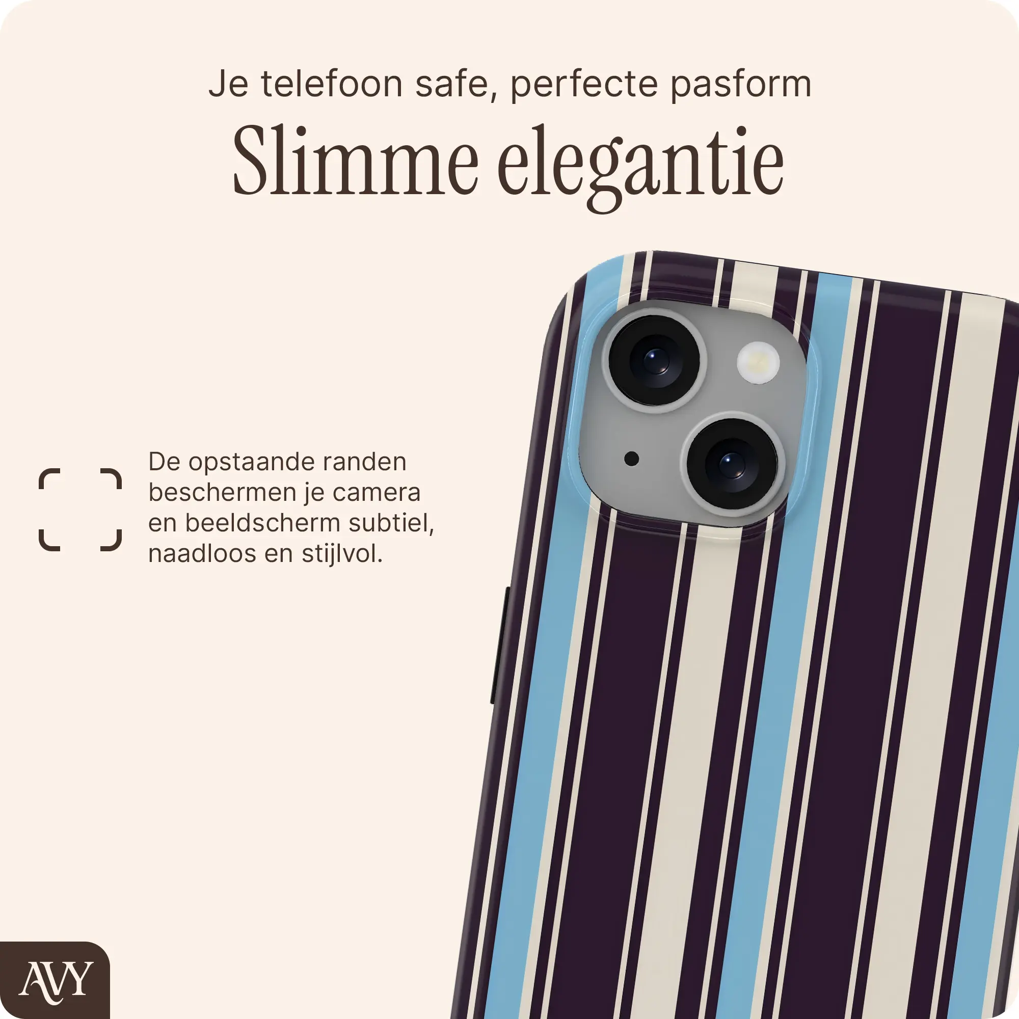 AVY Apple iPhone 15 Hoesje MagSafe Back Cover Oxford Stripe afbeelding 6