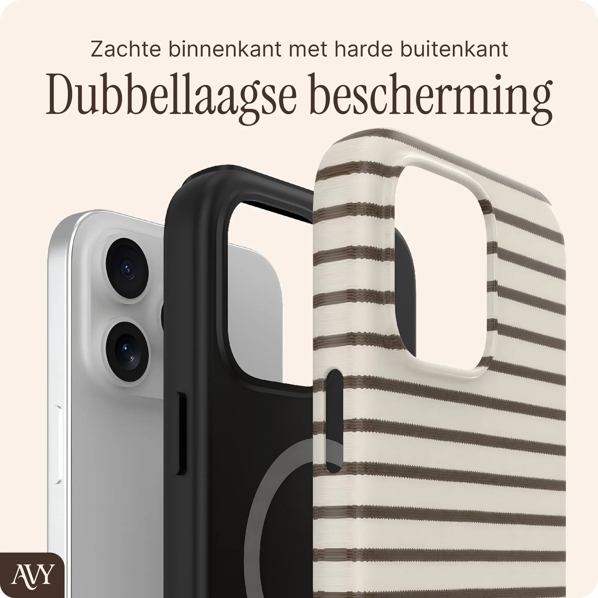 AVY Apple iPhone 15 Pro Hoesje MagSafe Back Cover Cafe Creme afbeelding 2