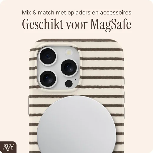 AVY Apple iPhone 15 Pro Hoesje MagSafe Back Cover Cafe Creme afbeelding 3