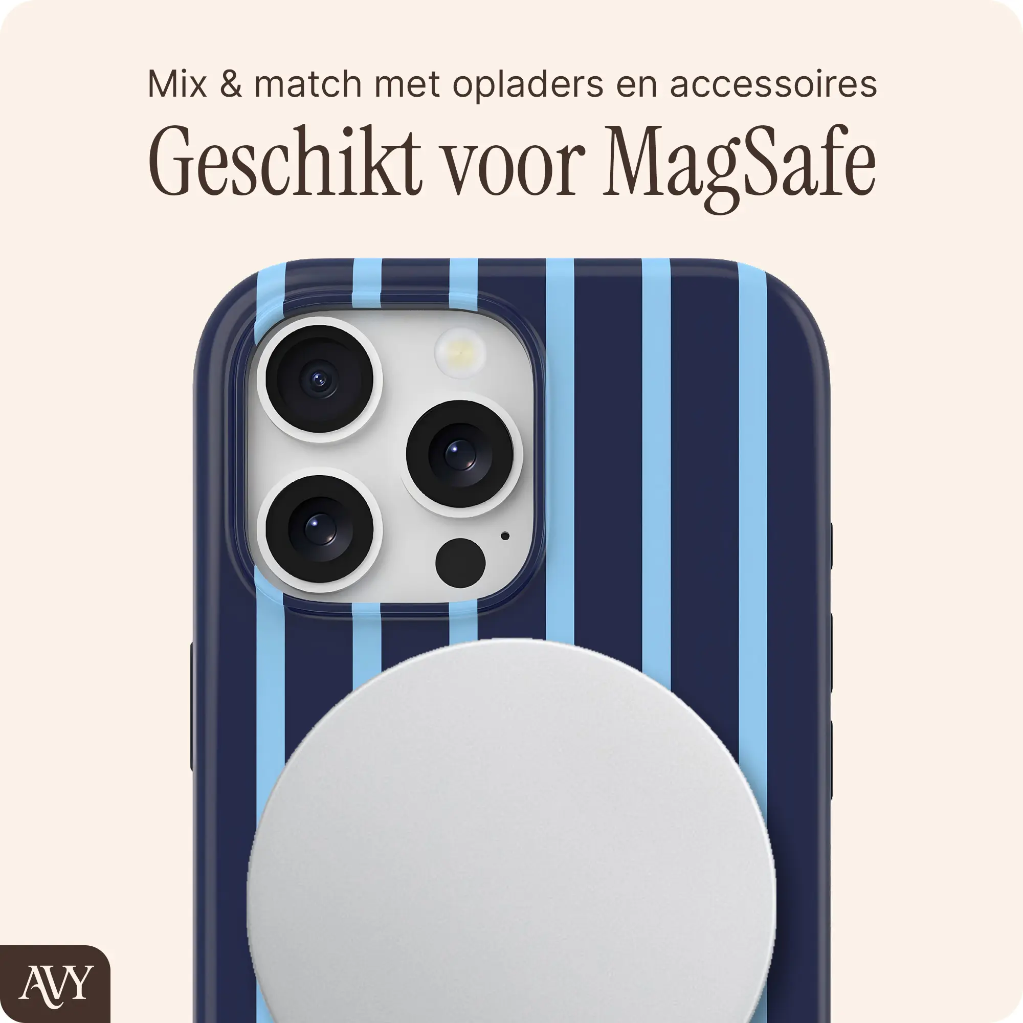 AVY Apple iPhone 15 Pro Hoesje MagSafe Back Cover Blue Society afbeelding 3