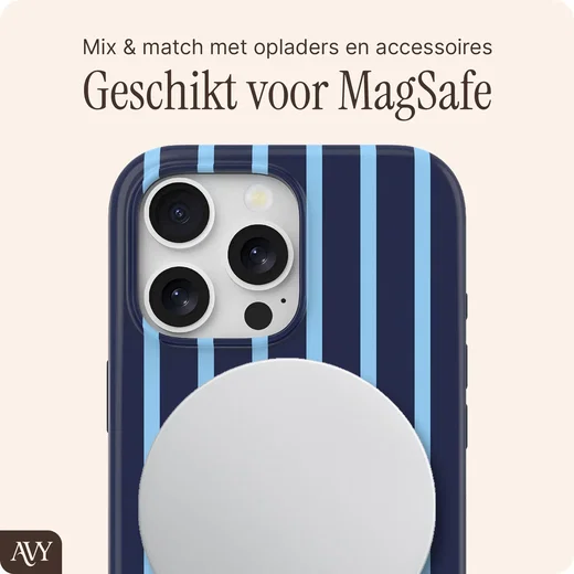 AVY Apple iPhone 15 Pro Max Hoesje MagSafe Back Cover Blue Society afbeelding 3