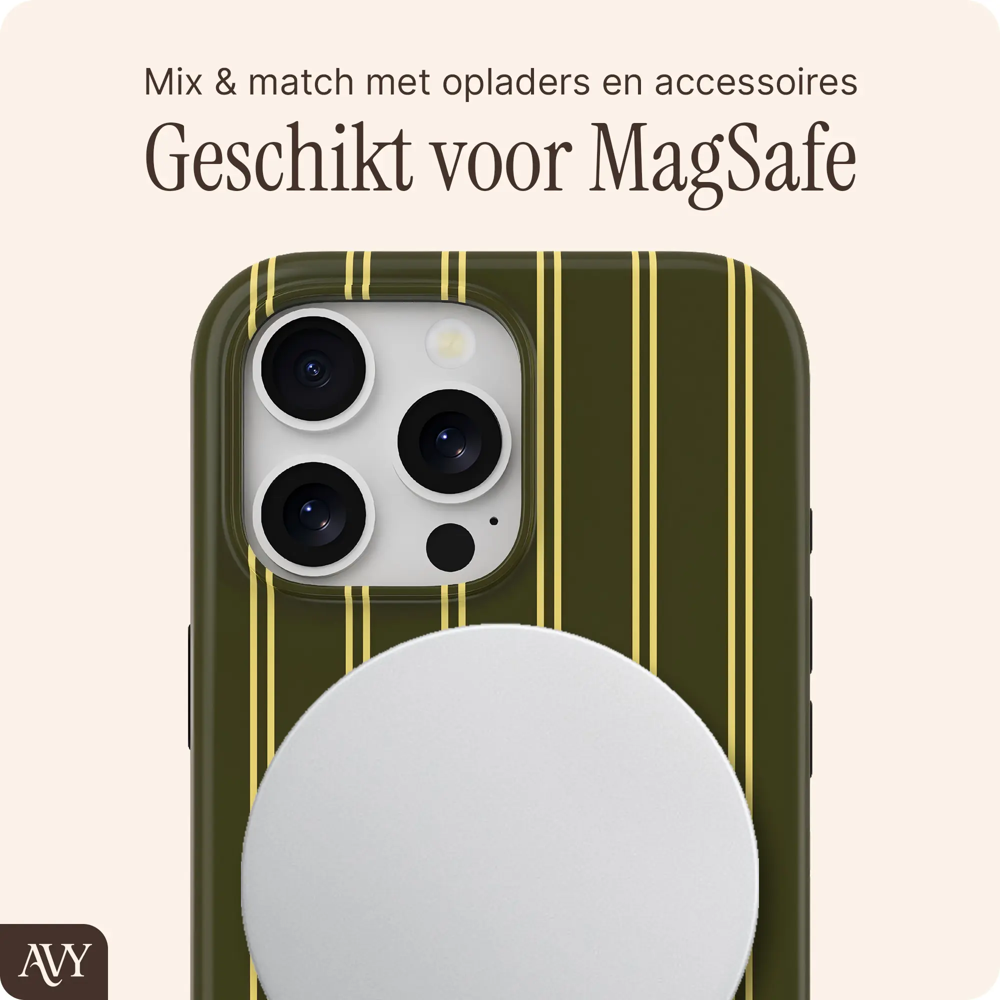 AVY Apple iPhone 15 Pro Max Hoesje MagSafe Back Cover Martini Olive afbeelding 3