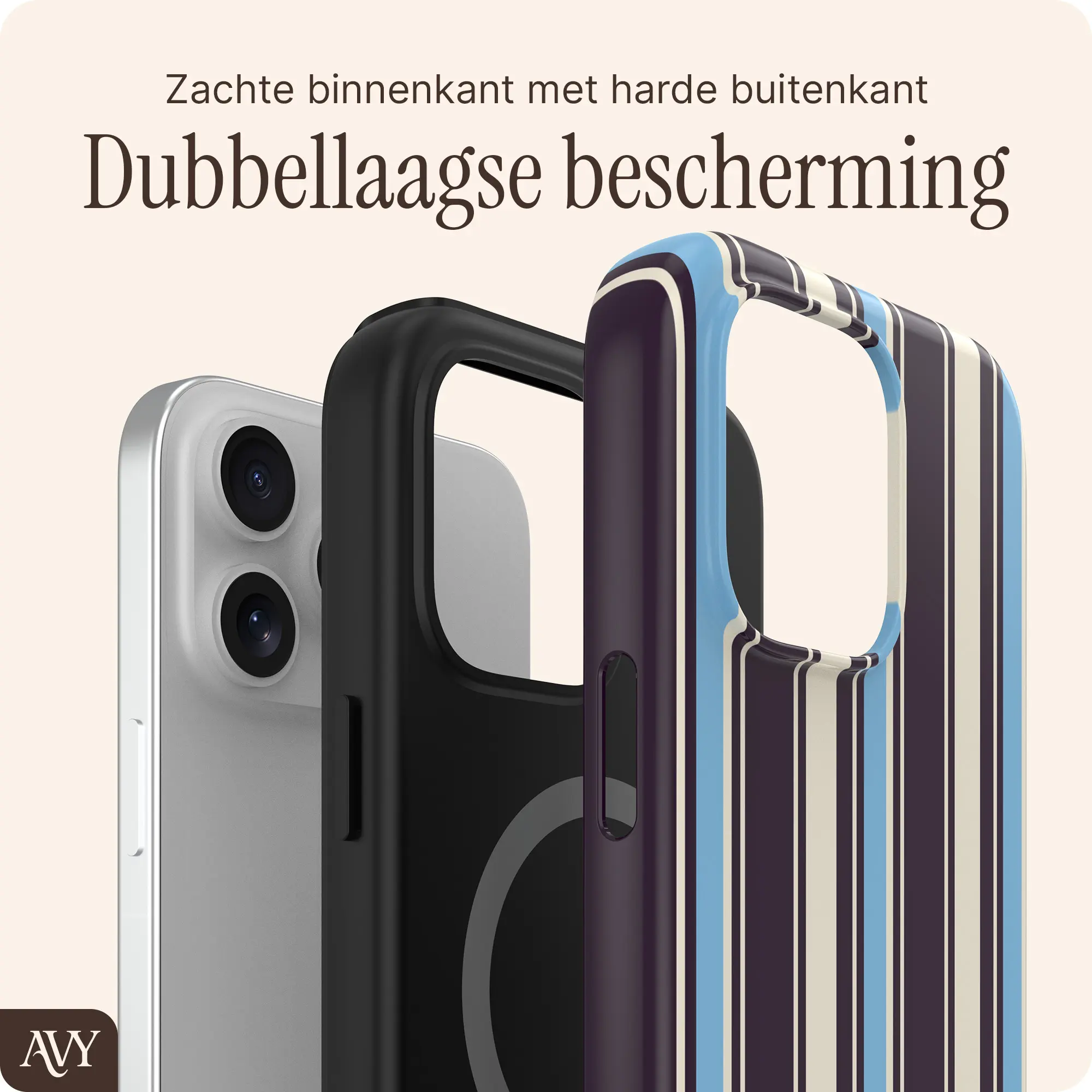 AVY Apple iPhone 15 Pro Max Hoesje MagSafe Back Cover Oxford Stripe afbeelding 2
