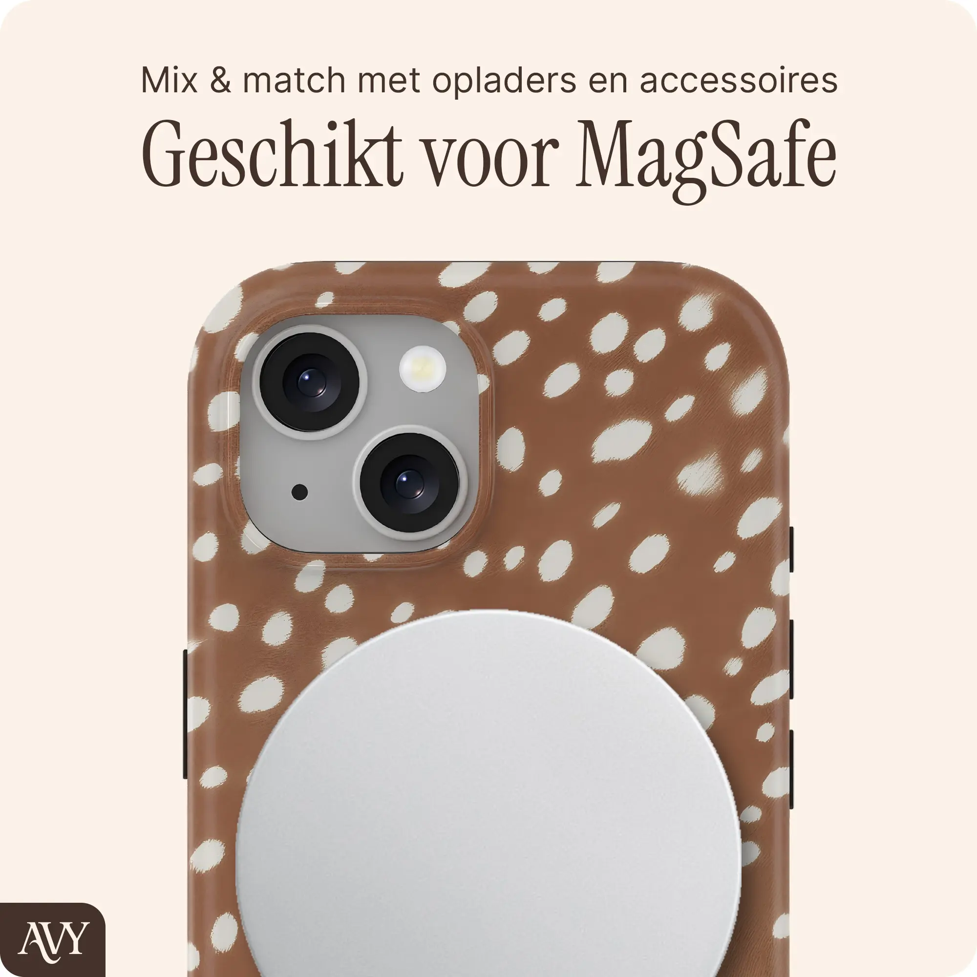 AVY Apple iPhone 14 / 13 Hoesje MagSafe Back Cover Bambi afbeelding 3
