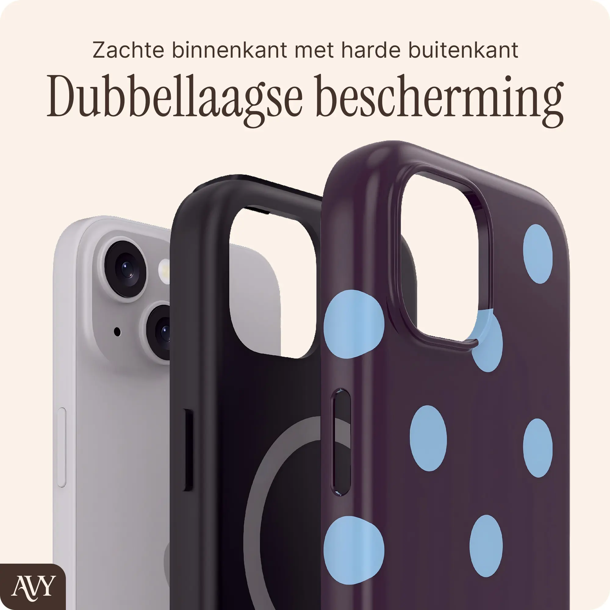 AVY Apple iPhone 14 / 13 Hoesje MagSafe Back Cover Blueberry Wine afbeelding 2