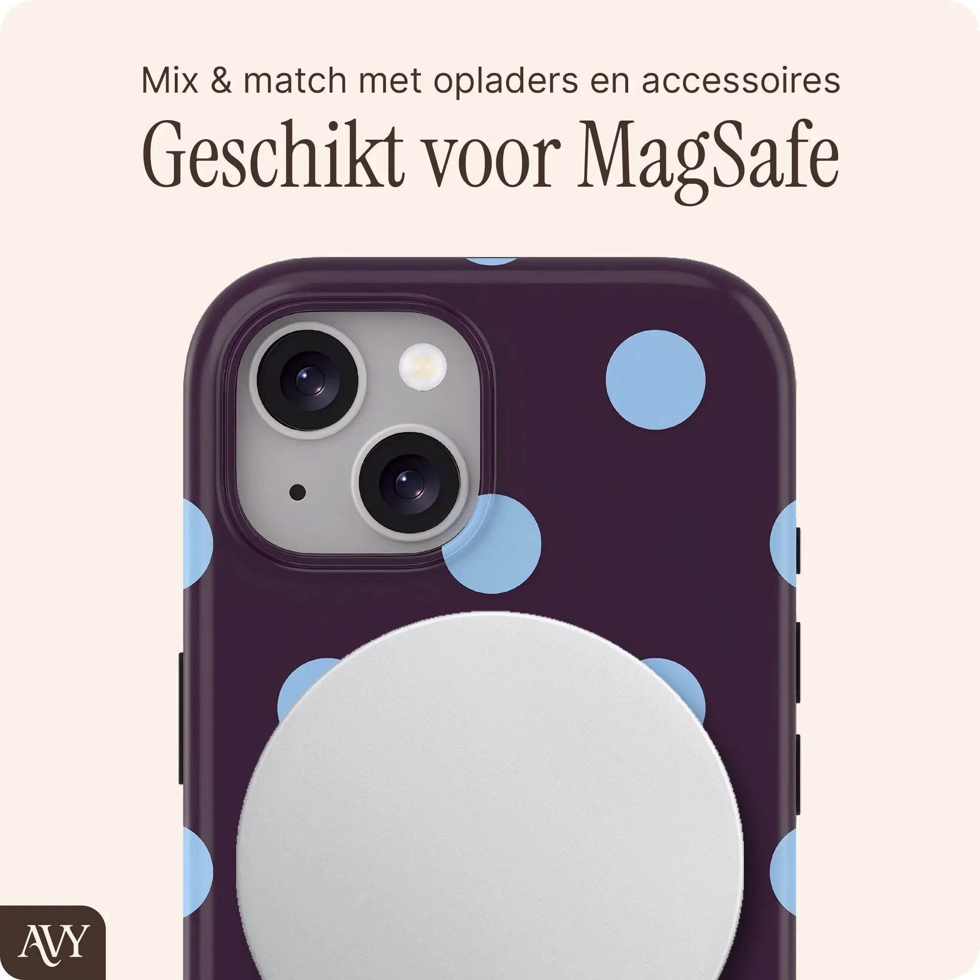 AVY Apple iPhone 14 / 13 Hoesje MagSafe Back Cover Blueberry Wine afbeelding 3