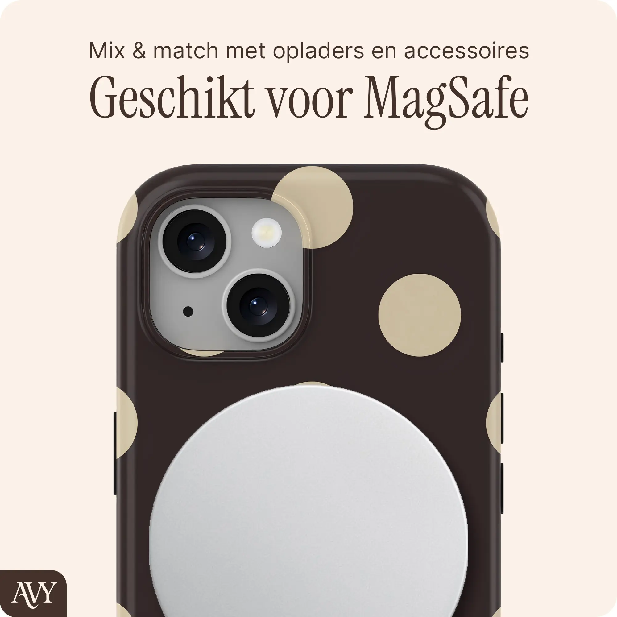 AVY Apple iPhone 14 / 13 Hoesje MagSafe Back Cover Tiramisu afbeelding 3