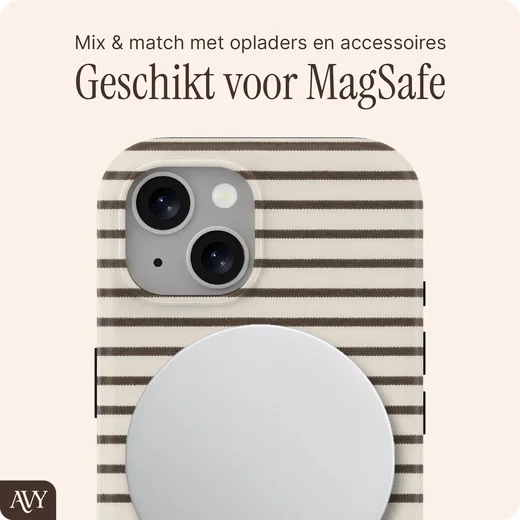 AVY Apple iPhone 14 / 13 Hoesje MagSafe Back Cover Cafe Creme afbeelding 3