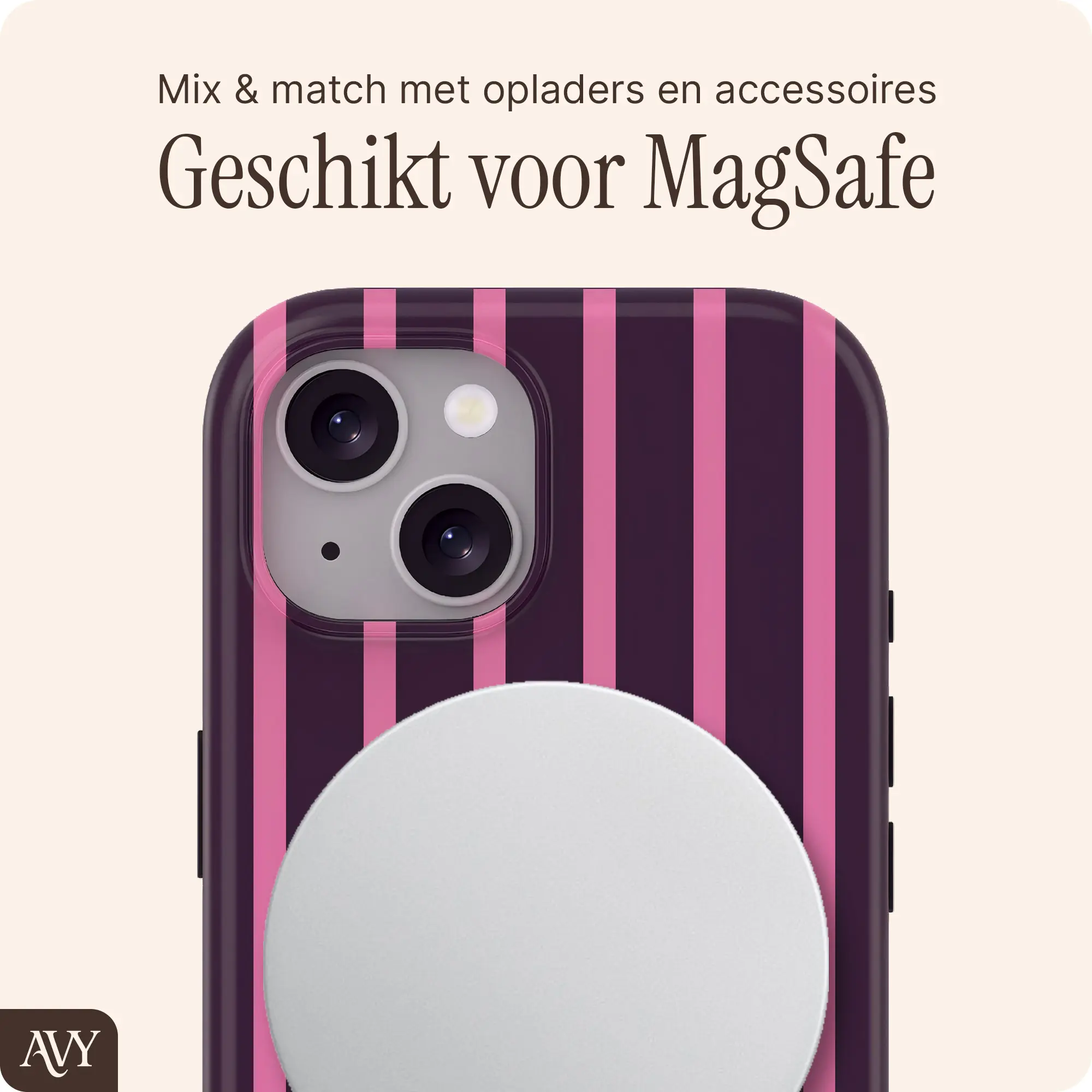 AVY Apple iPhone 14 / 13 Hoesje MagSafe Back Cover Cherry Wine afbeelding 3