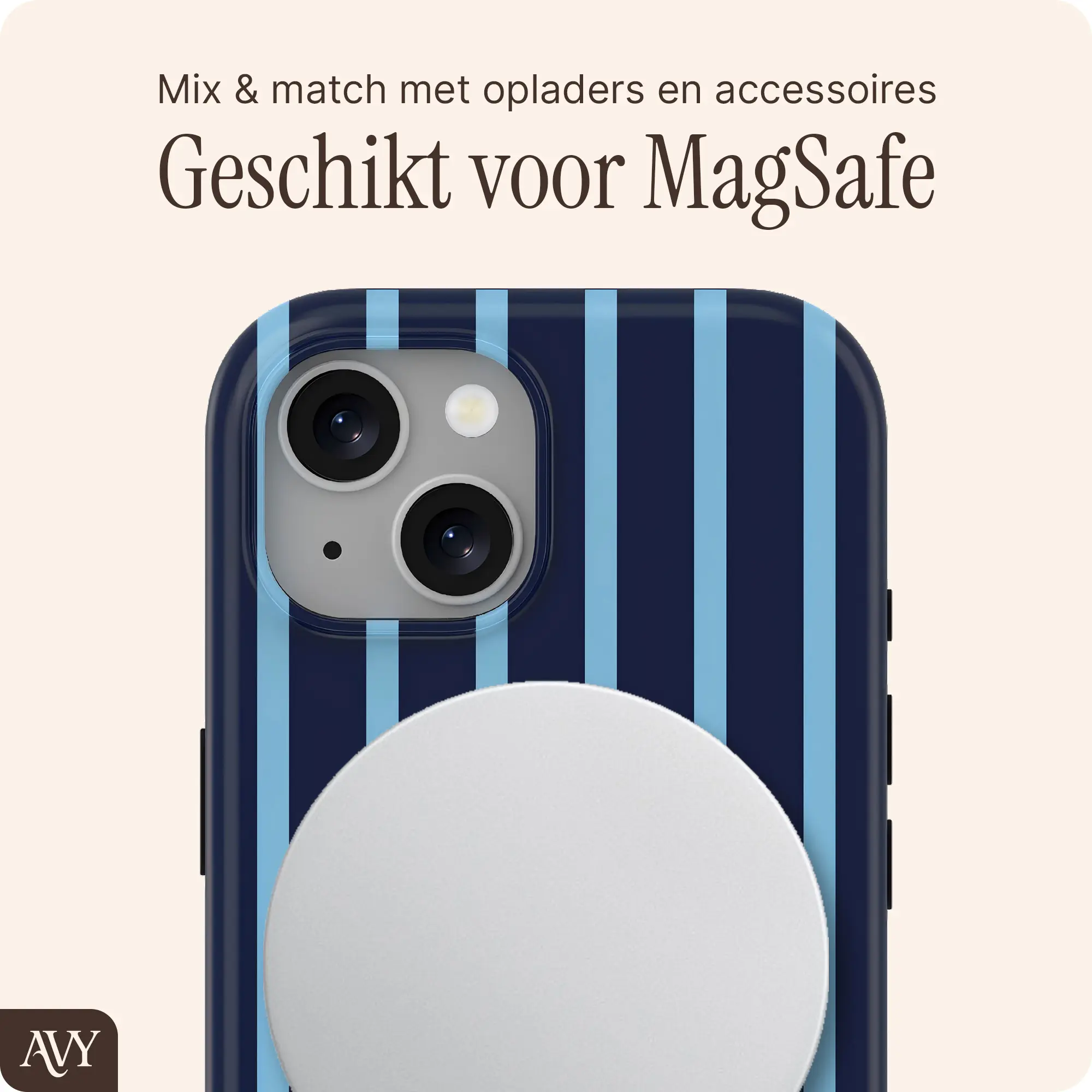AVY Apple iPhone 14 / 13 Hoesje MagSafe Back Cover Blue Society afbeelding 3