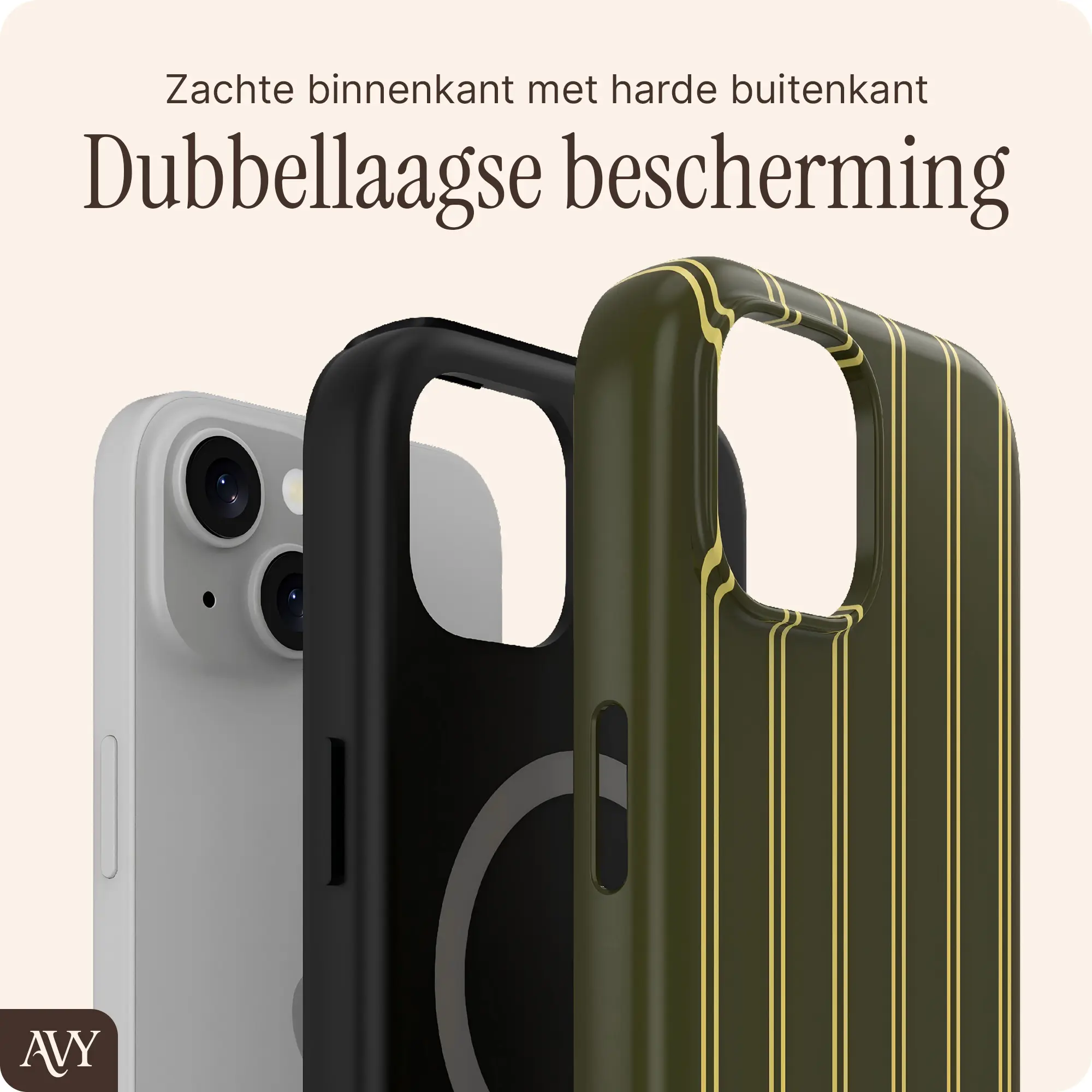 AVY Apple iPhone 14 / 13 Hoesje MagSafe Back Cover Martini Olive afbeelding 2