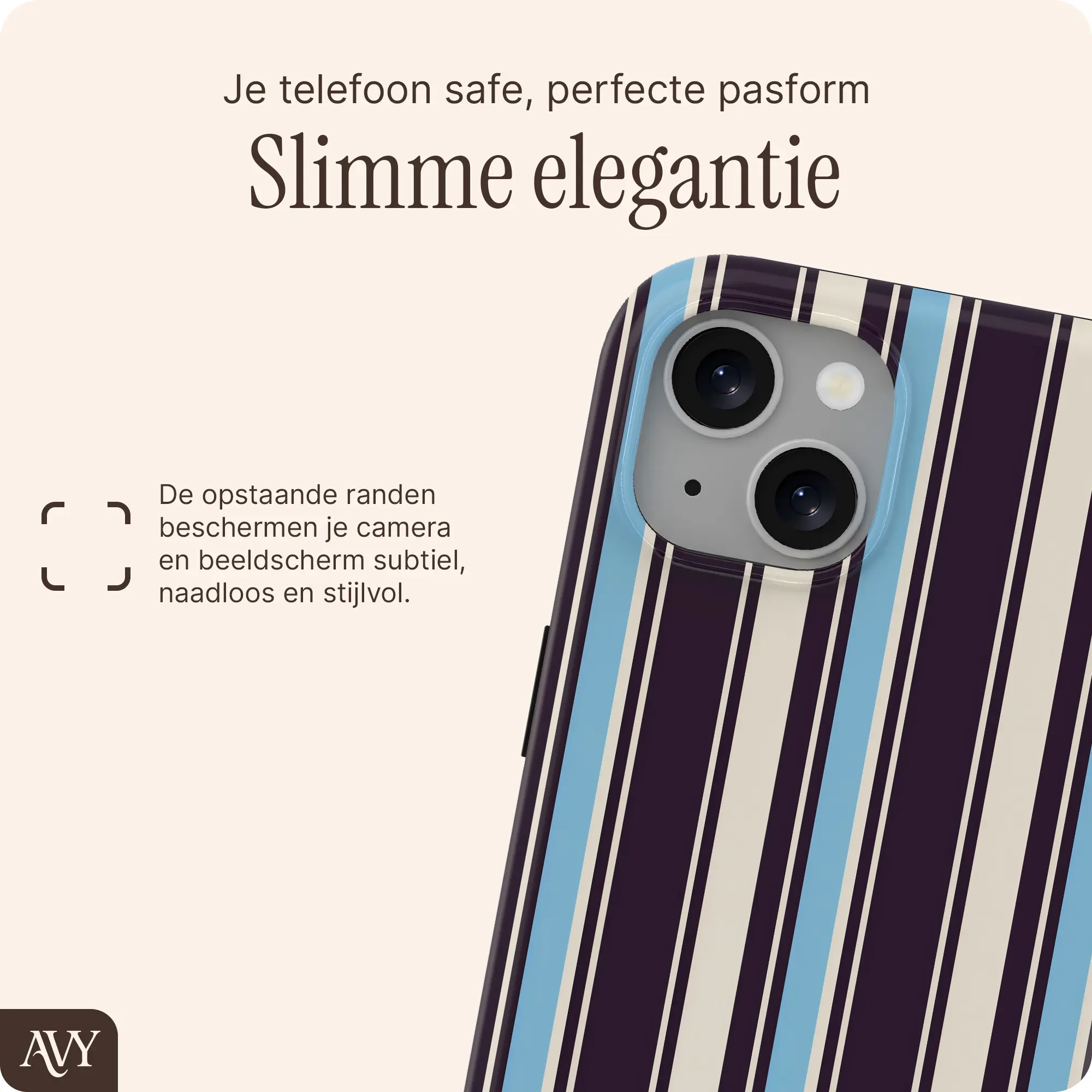AVY Apple iPhone 14 / 13 Hoesje MagSafe Back Cover Oxford Stripe afbeelding 6