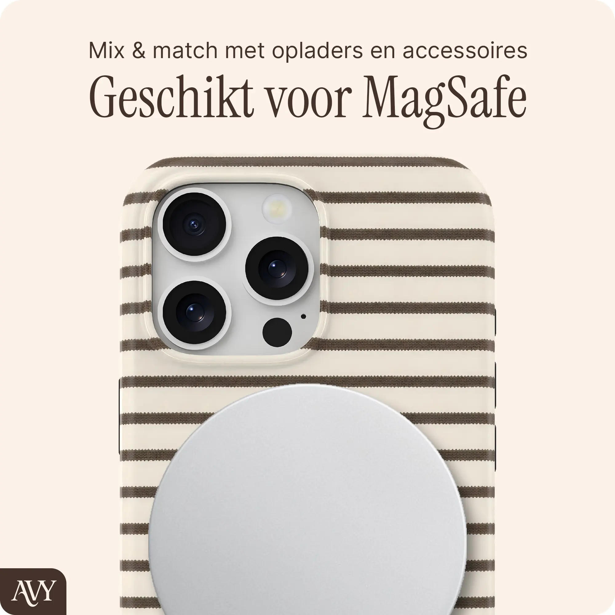 AVY Apple iPhone 14 Pro Hoesje MagSafe Back Cover Cafe Creme afbeelding 3