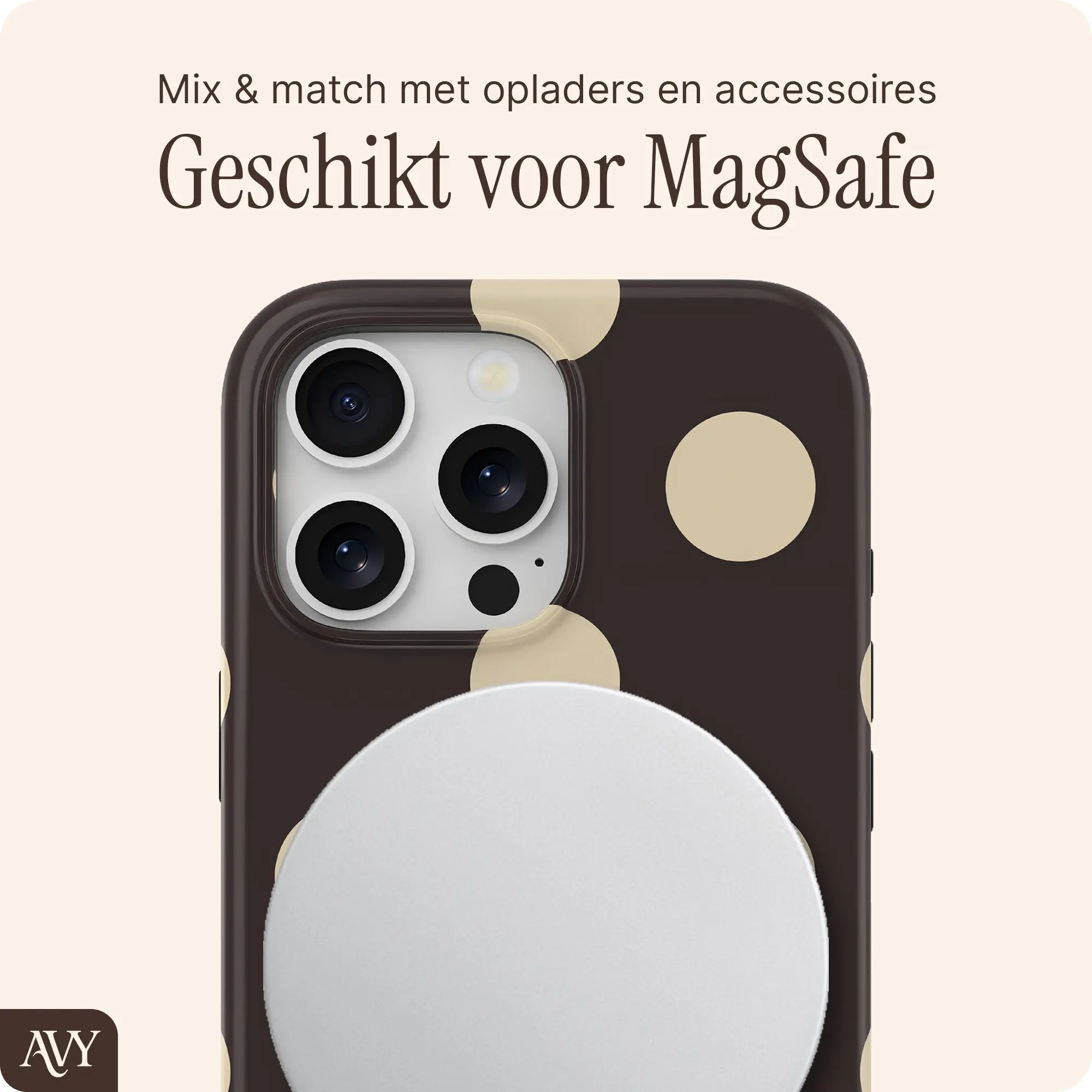AVY Apple iPhone 14 Pro Max Hoesje MagSafe Back Cover Tiramisu afbeelding 3