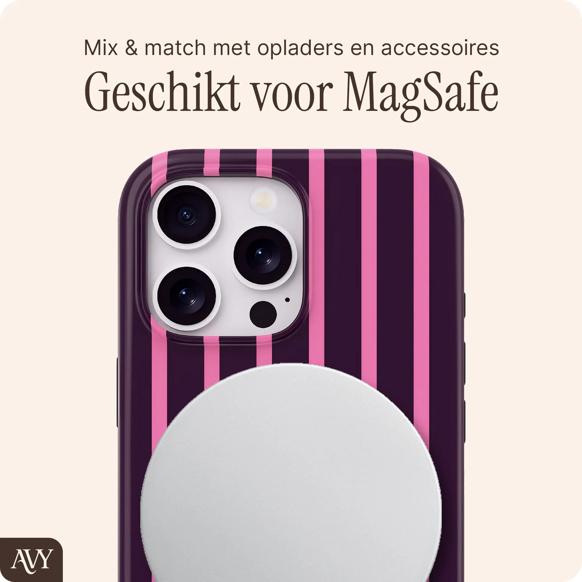 AVY Apple iPhone 13 Pro Hoesje MagSafe Back Cover Cherry Wine afbeelding 3