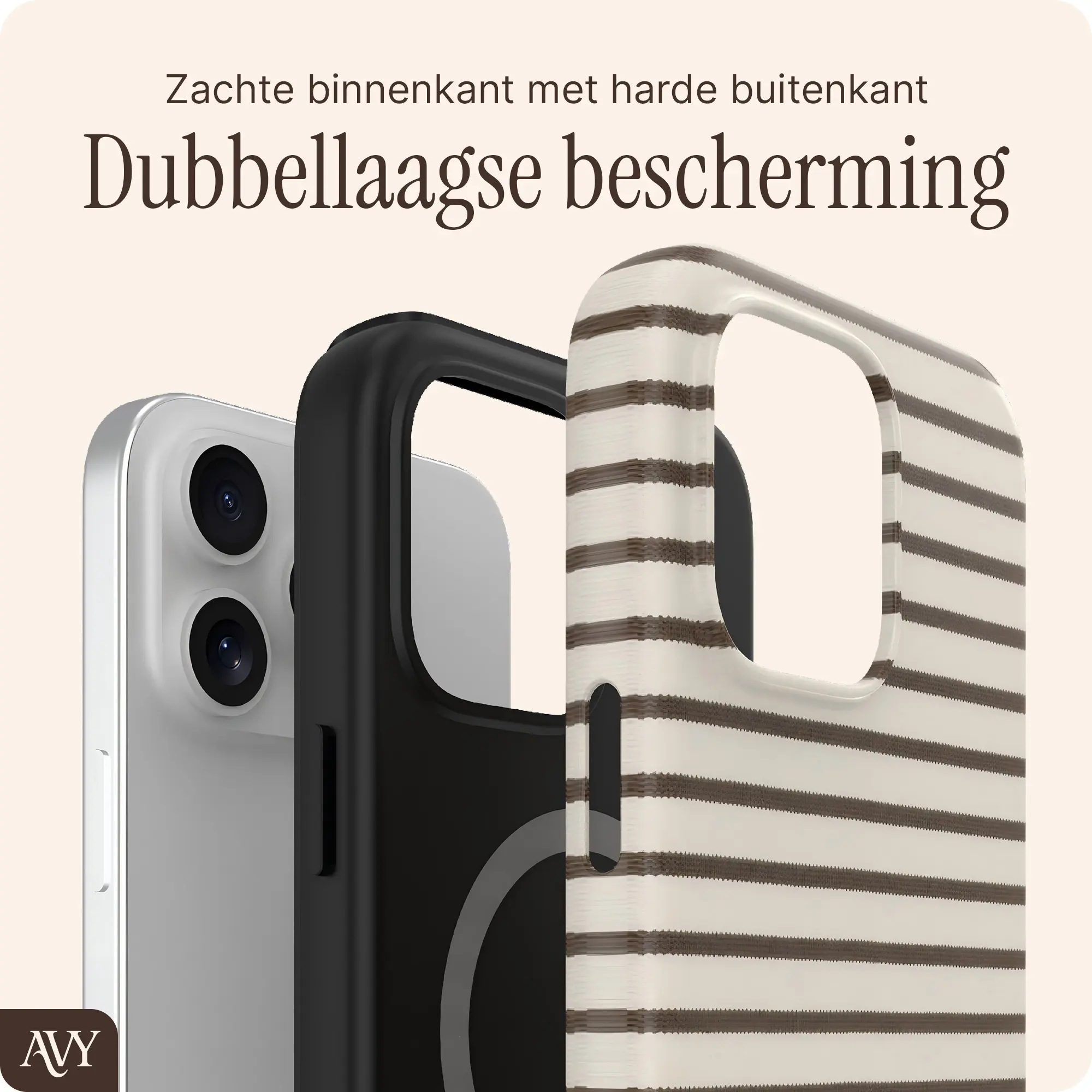 AVY Apple iPhone 13 Pro Max Hoesje MagSafe Back Cover Cafe Creme afbeelding 2