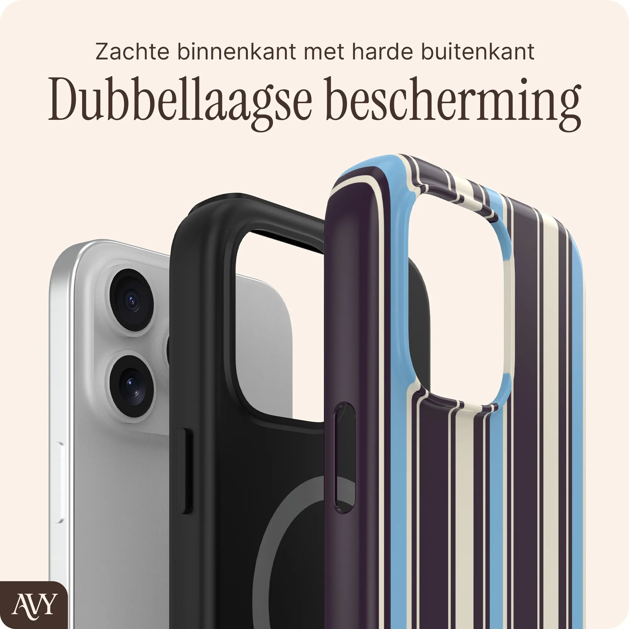 AVY Apple iPhone 13 Pro Max Hoesje MagSafe Back Cover Oxford Stripe afbeelding 2