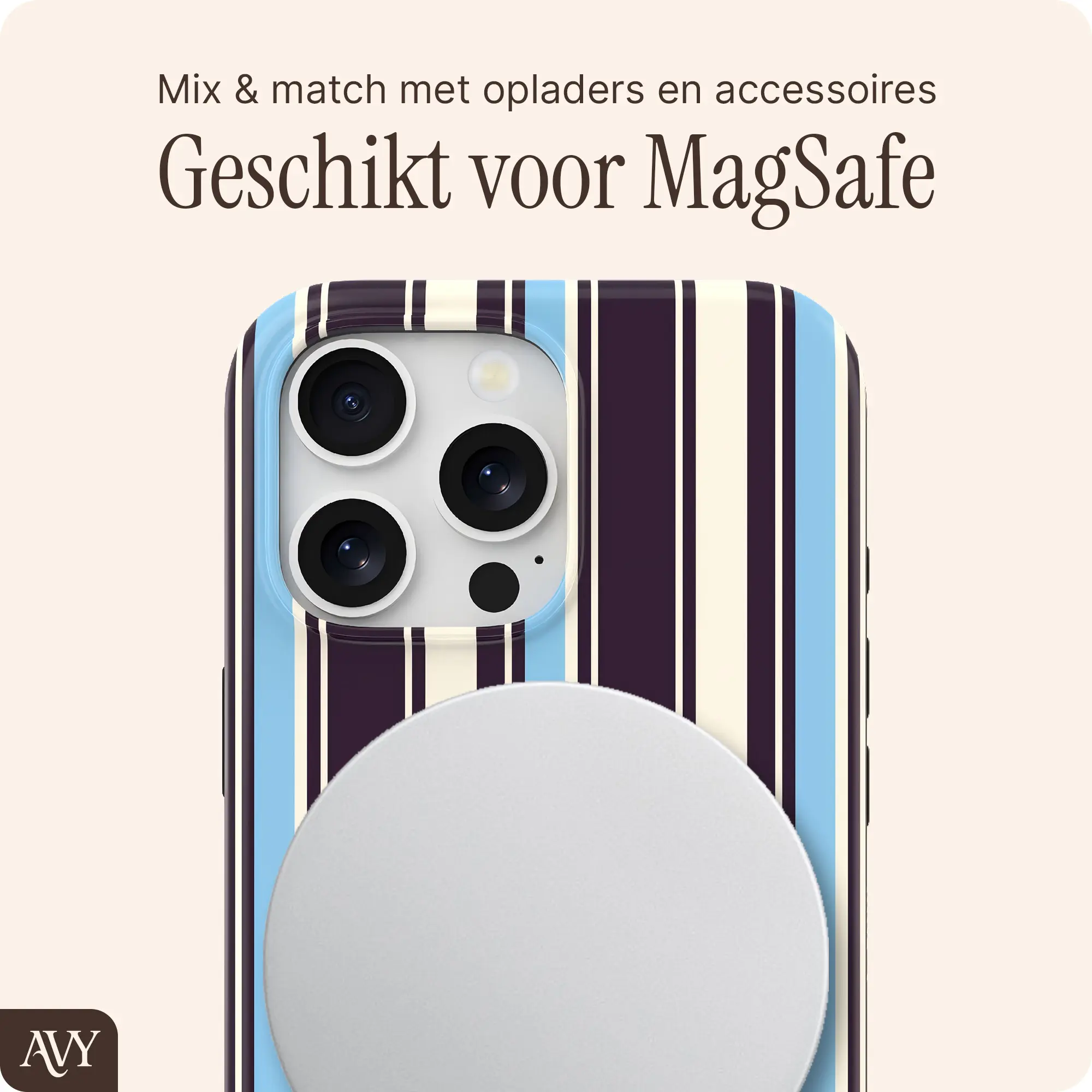 AVY Apple iPhone 12 / 12 Pro Hoesje MagSafe Back Cover Oxford Stripe afbeelding 3