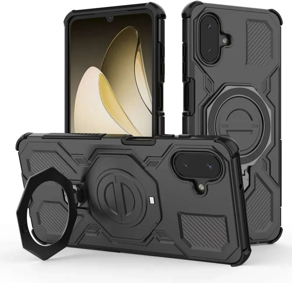 Samsung Galaxy A08 Hoesje MagSafe 360° Standaard Zwart afbeelding 1