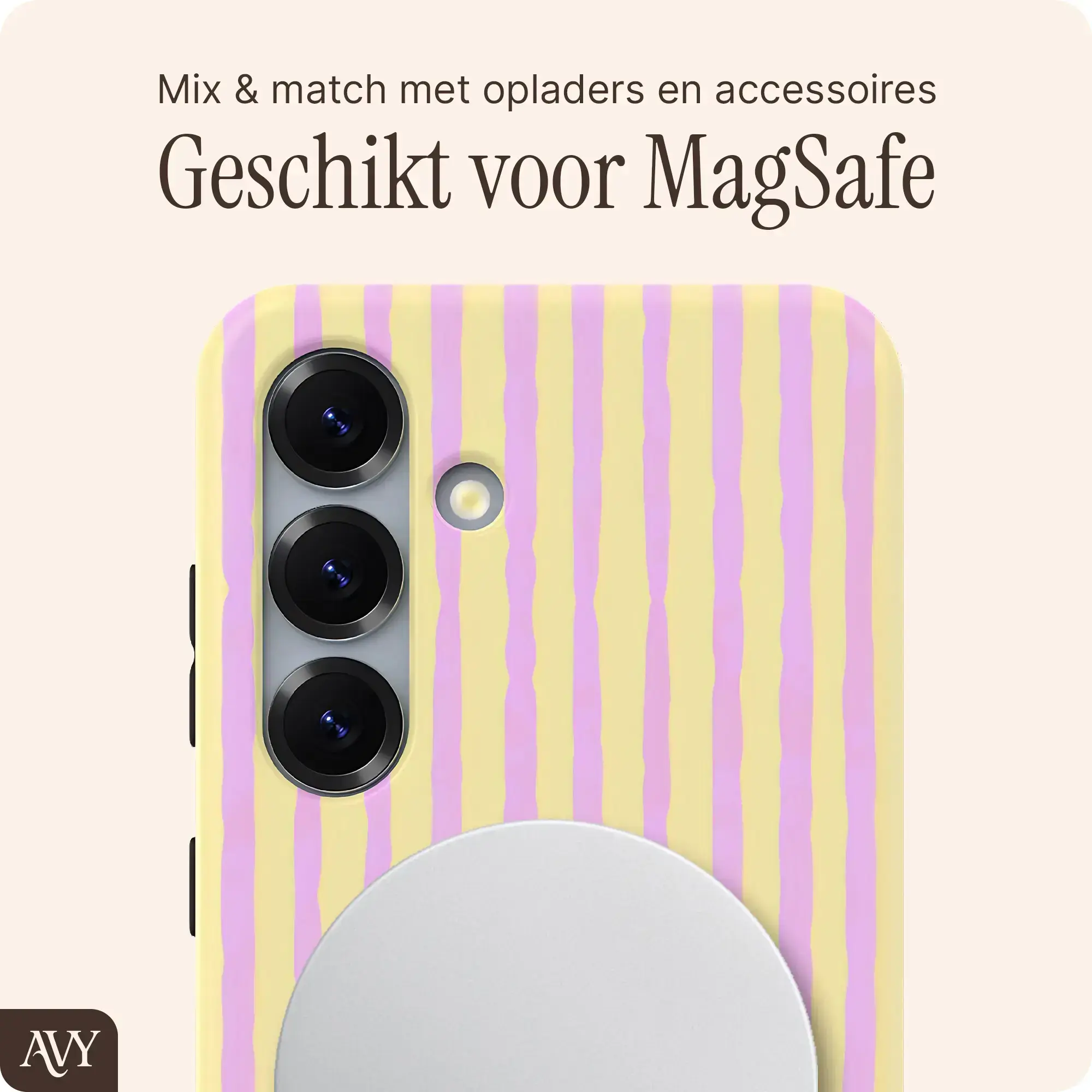 AVY Samsung Galaxy S25 Plus MagSafe Hoesje met Koord (30CM) Pink Lemonade afbeelding 5