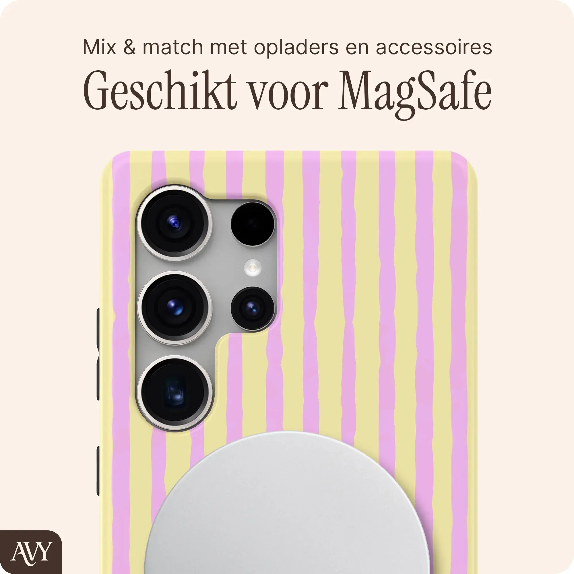 AVY Samsung Galaxy S25 Ultra MagSafe Hoesje met Koord (30CM) Pink Lemonade afbeelding 5