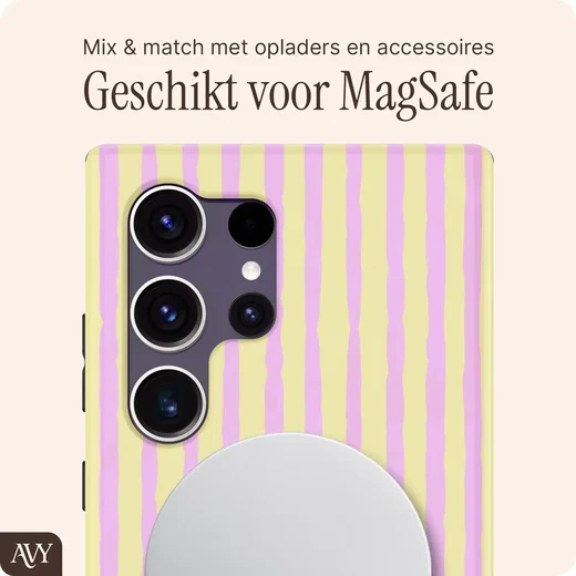 AVY Samsung Galaxy S24 Ultra MagSafe Hoesje met Koord (30CM) Pink Lemonade afbeelding 5