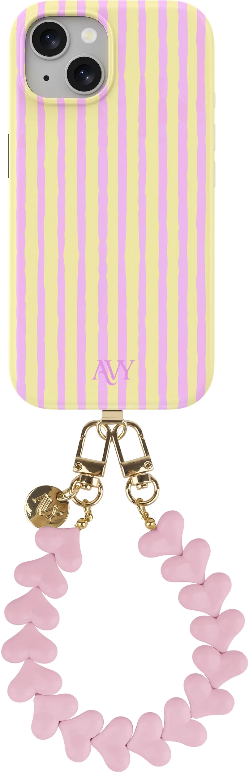 AVY Apple iPhone 15 MagSafe Hoesje met Koord (30CM) Pink Lemonade afbeelding 1