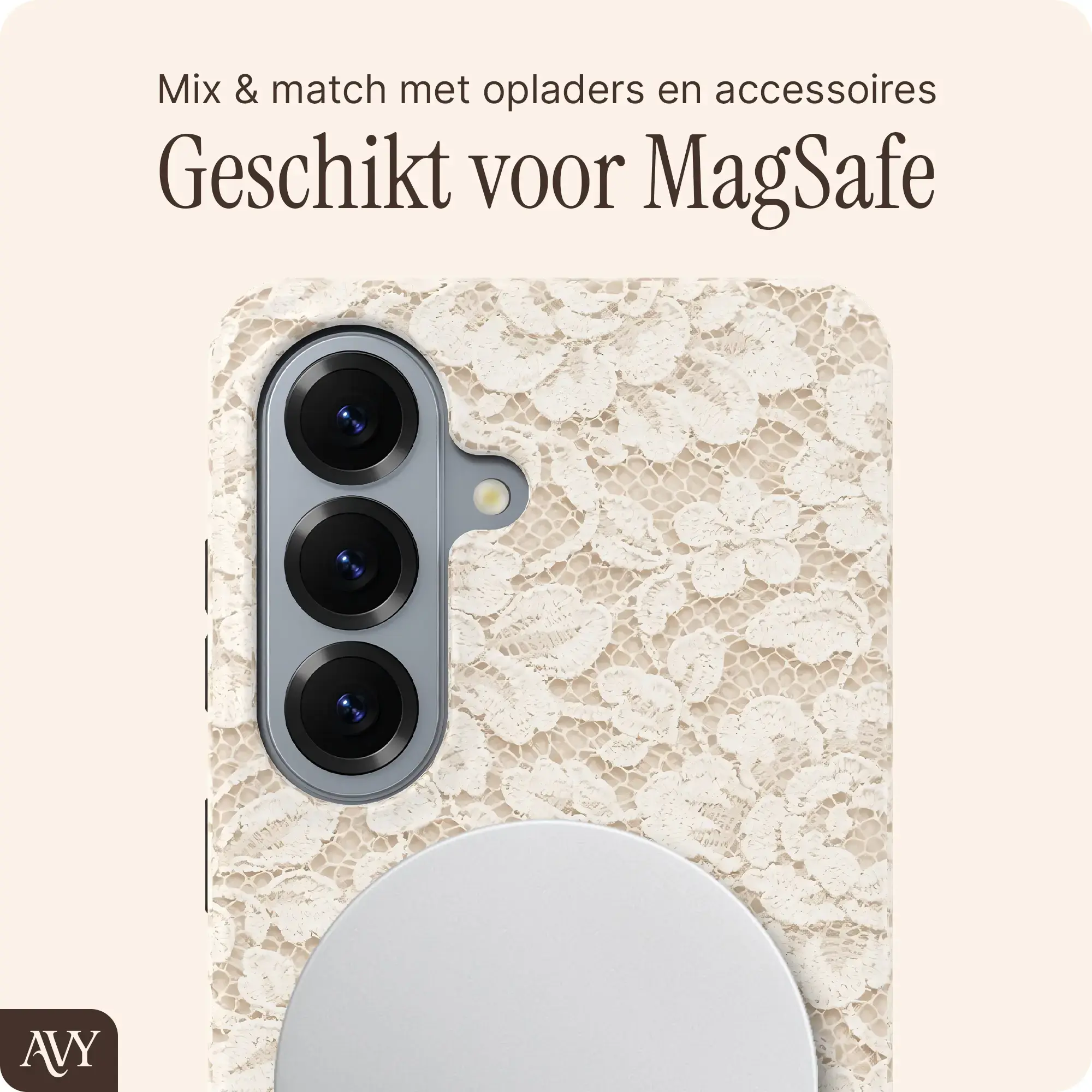 AVY Samsung Galaxy S26 MagSafe Hoesje met Koord (32CM) Vintage Lace afbeelding 5