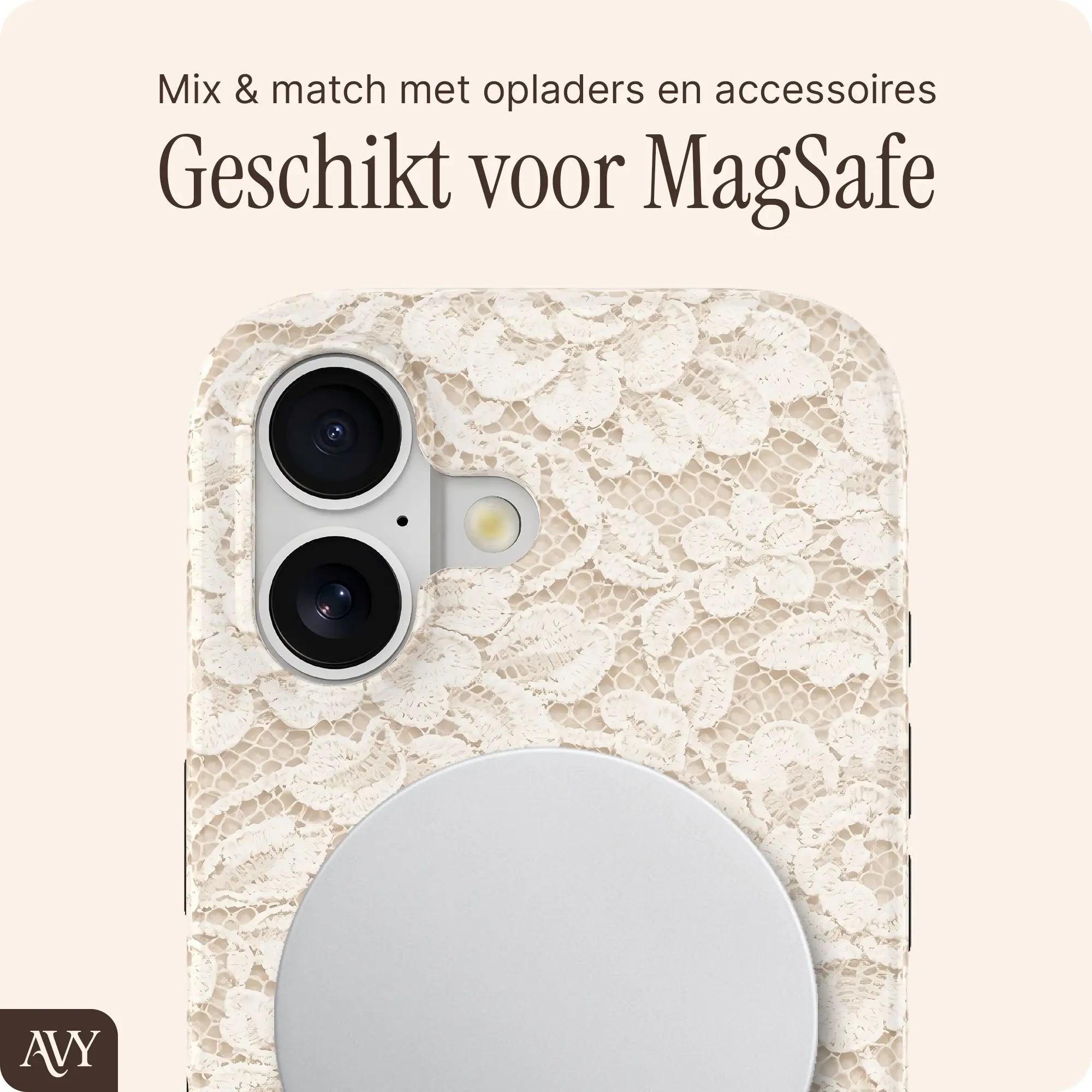 AVY Apple iPhone 17 MagSafe Hoesje met Koord (32CM) Vintage Lace afbeelding 8